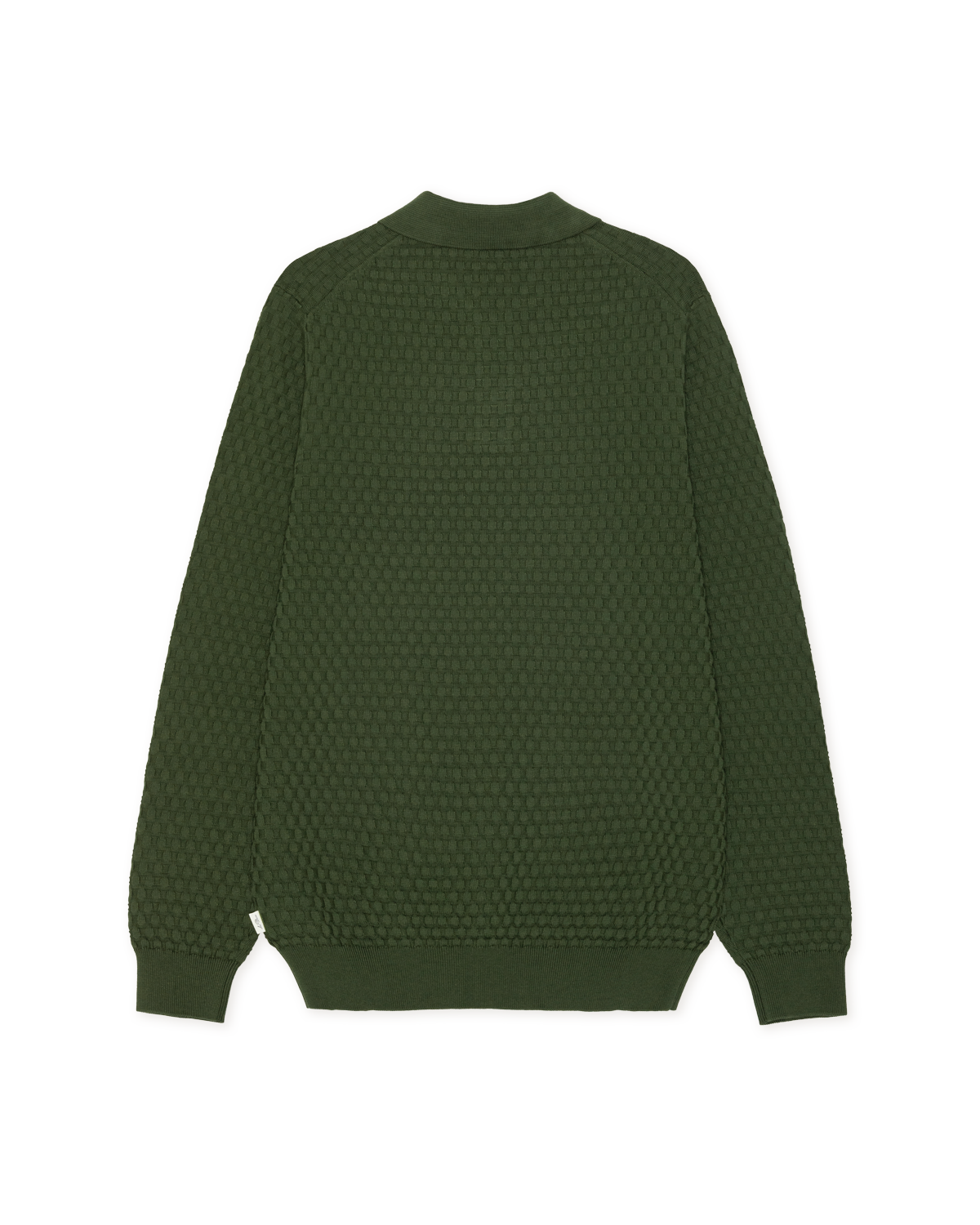 Les Deux Check Structure Knitted Long Sleeve Polo - Rifle Green Men's Tops - Sloane Boutique