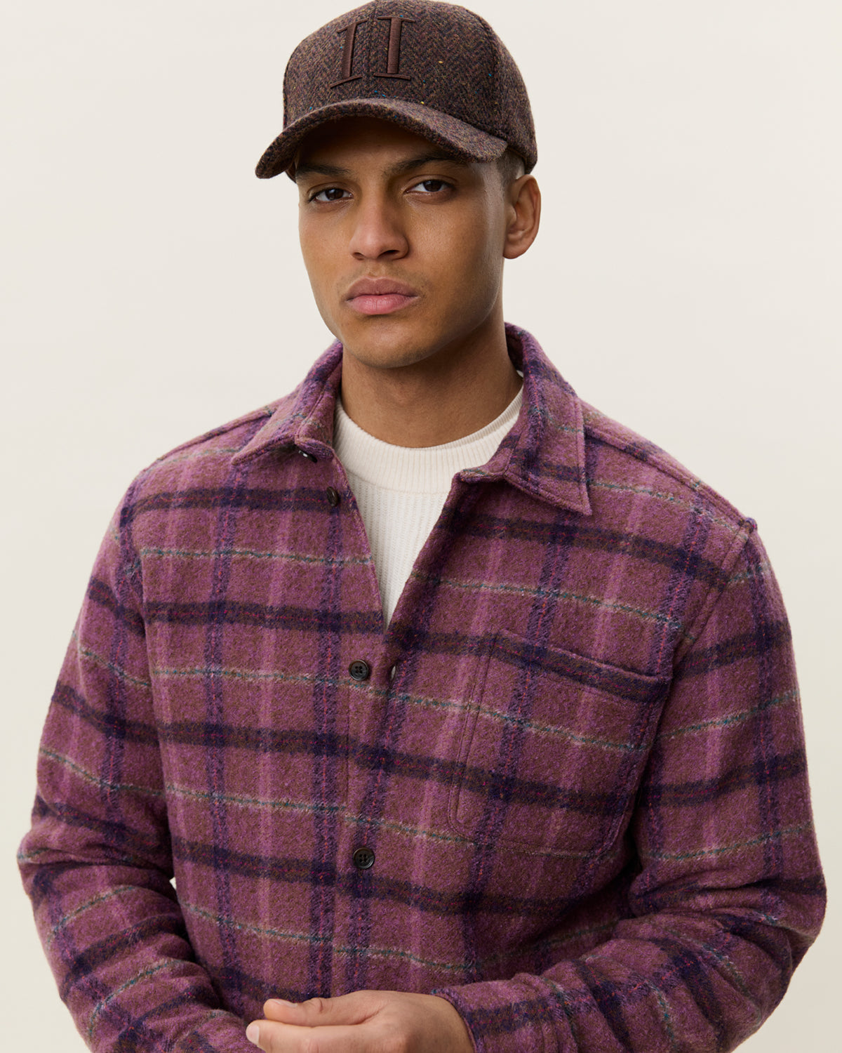 Les Deux Check Wool Overshirt - Crocus Pink Outerwear - Sloane Boutique