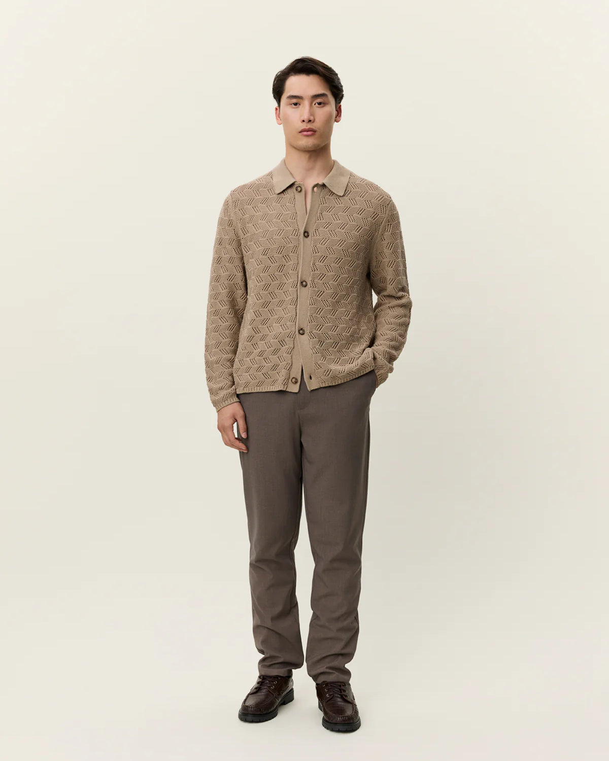 Les Deux Eloi Knit Shirt - Dark Sand Men's Tops - Sloane Boutique