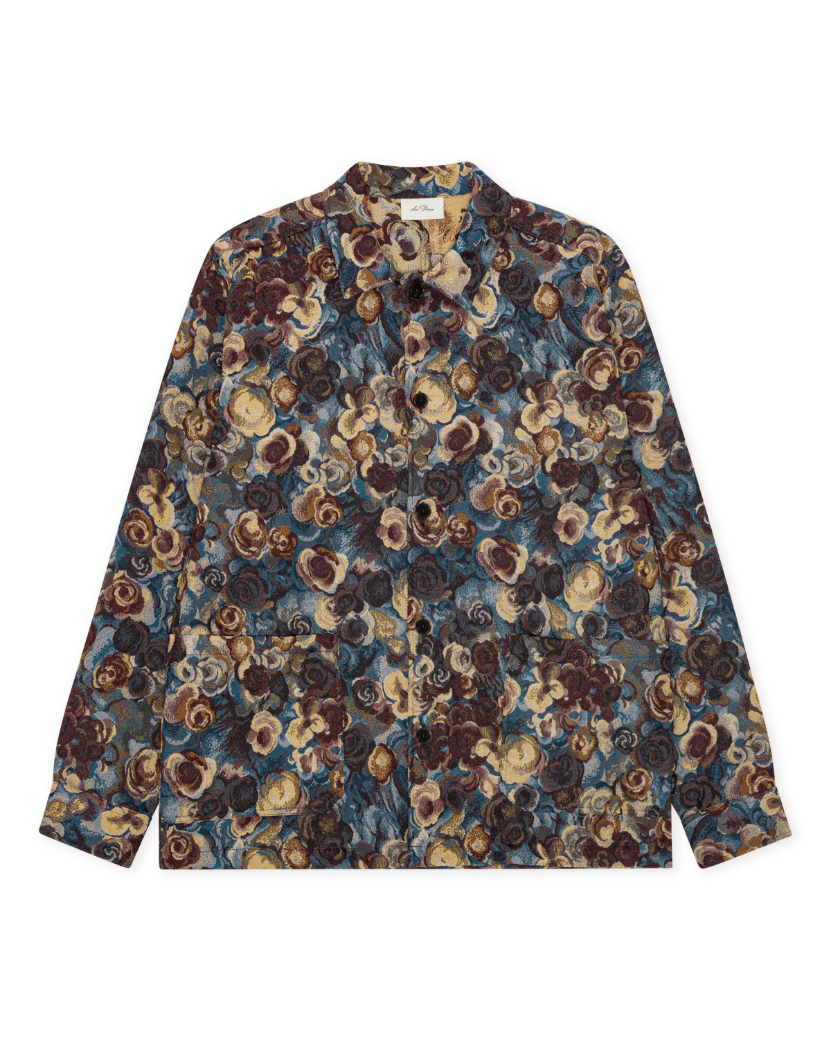 Les Deux Flower Jacquard Overshirt - Blue Outerwear - Sloane Boutique