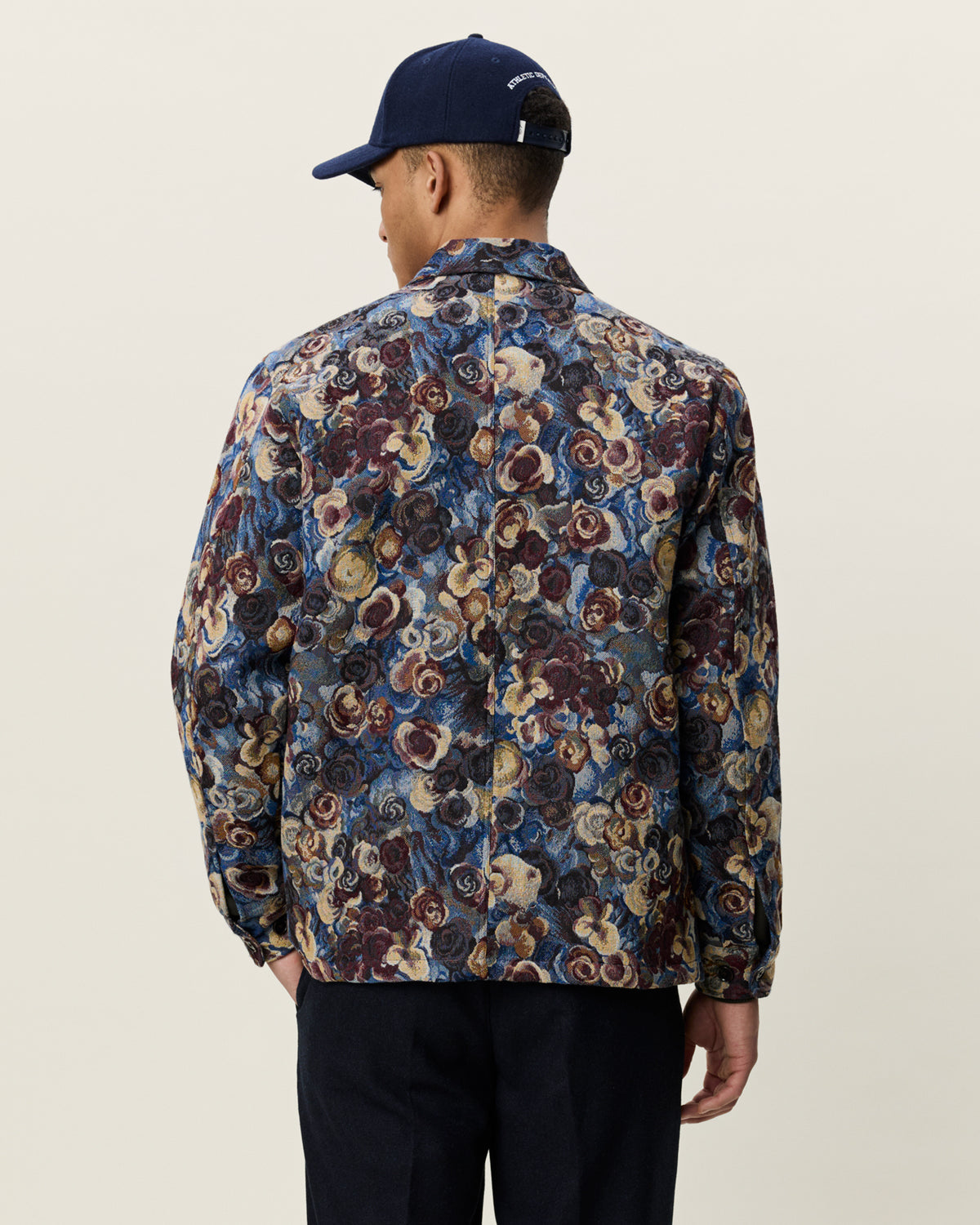 Les Deux Flower Jacquard Overshirt - Blue Outerwear - Sloane Boutique