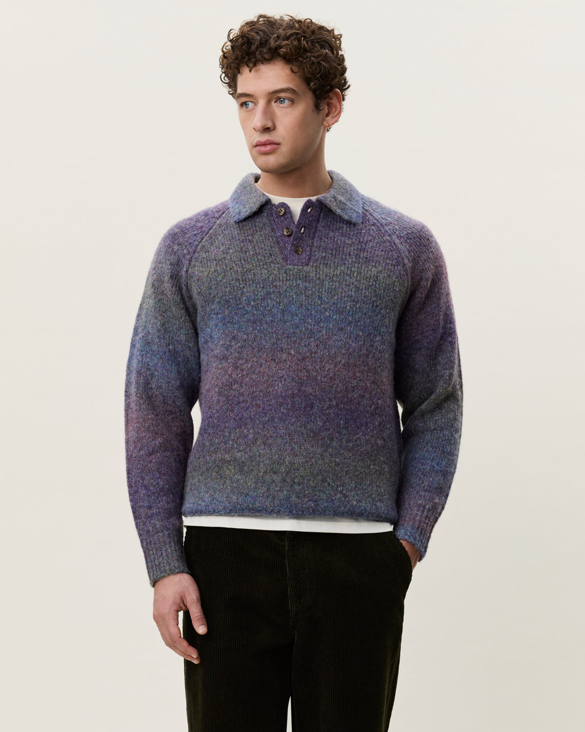Les Deux Gradient Knitted Polo - Spiced Plum Purple Men's Tops - Sloane Boutique