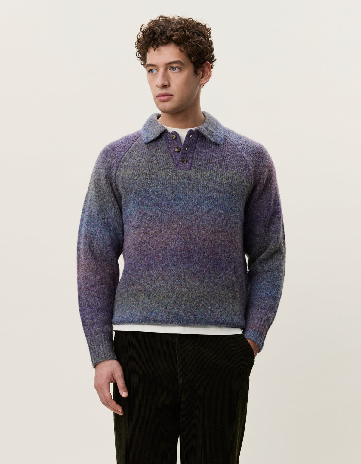Les Deux Gradient Knitted Polo - Spiced Plum Purple Men's Tops - Sloane Boutique