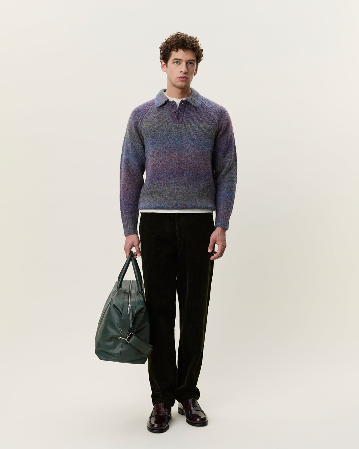 Les Deux Gradient Knitted Polo - Spiced Plum Purple Men's Tops - Sloane Boutique