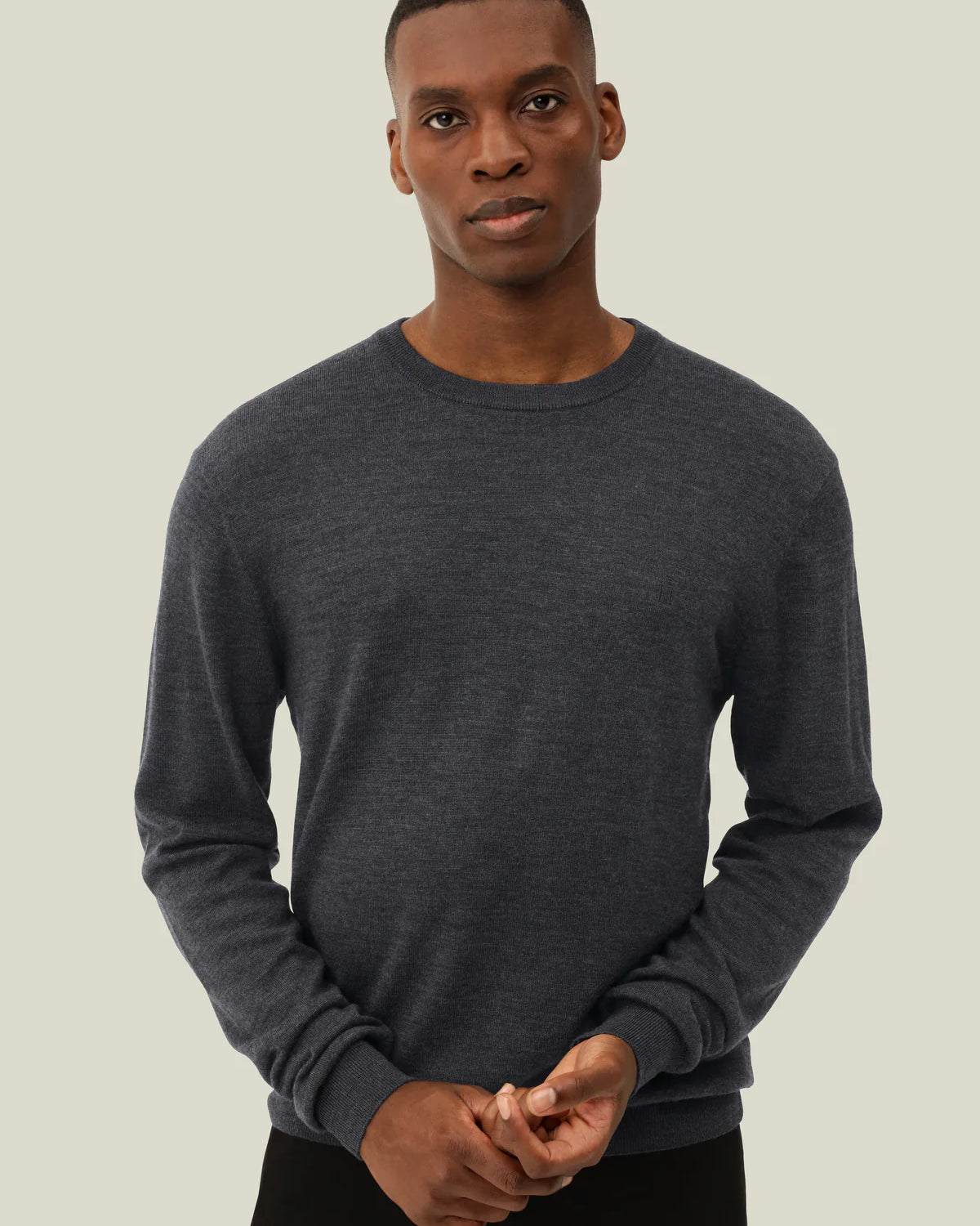 Les Deux Greyson Merino Knit - Dark Grey Melange Men's Tops - Sloane Boutique