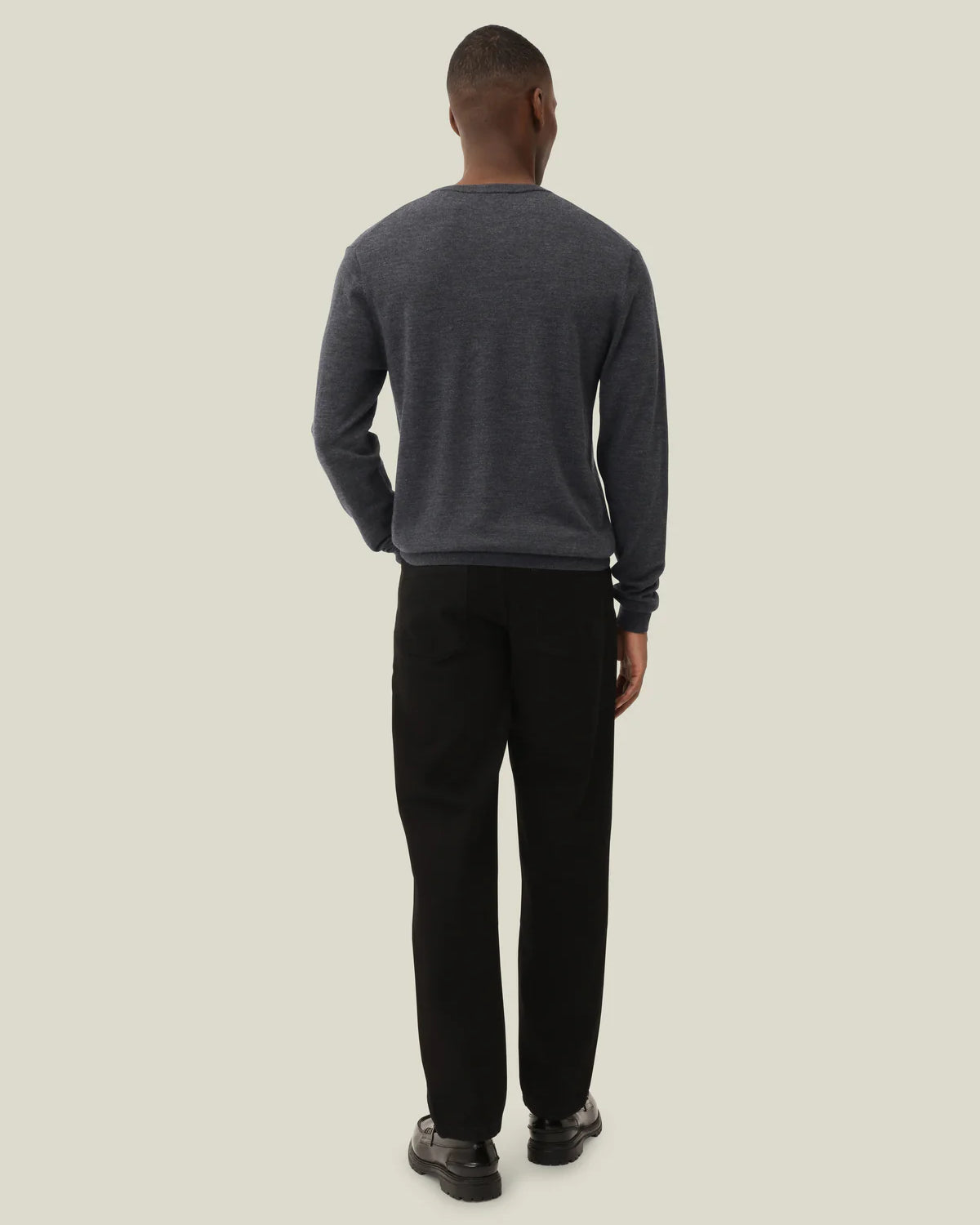 Les Deux Greyson Merino Knit - Dark Grey Melange Men's Tops - Sloane Boutique