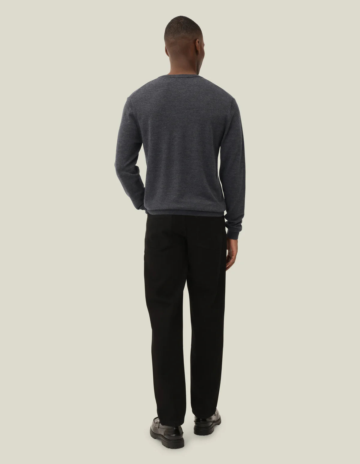 Les Deux Greyson Merino Knit - Dark Grey Melange Men's Tops - Sloane Boutique