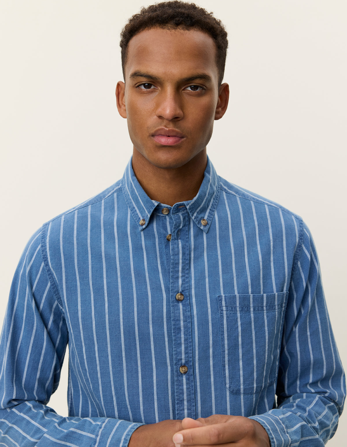 Les Deux Kash Indigo Stripe Shirt - Denim Blue Men's Tops - Sloane Boutique