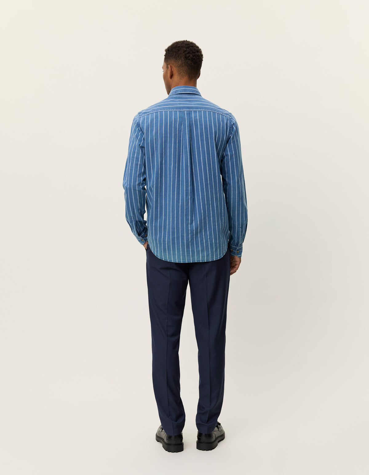 Les Deux Kash Indigo Stripe Shirt - Denim Blue Men's Tops - Sloane Boutique