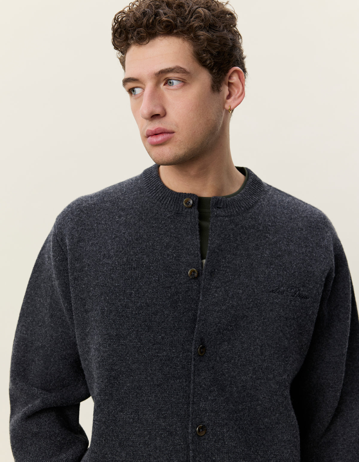Les Deux Knitted Roundneck Cardigan - Charcoal Melange Men's Tops - Sloane Boutique