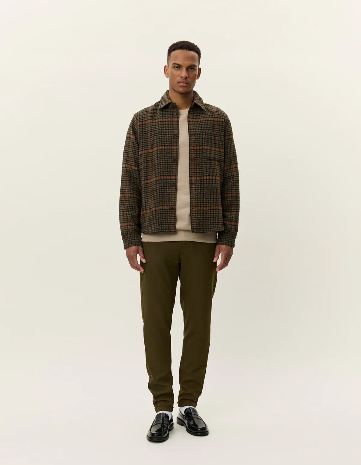 Les Deux Kody Houndstooth Overshirt - Teak Brown Men's Tops - Sloane Boutique