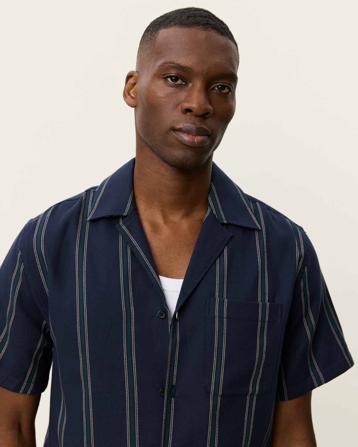 Les Deux Lawson Stripe SS Shirt - Dark Navy Men's Tops - Sloane Boutique