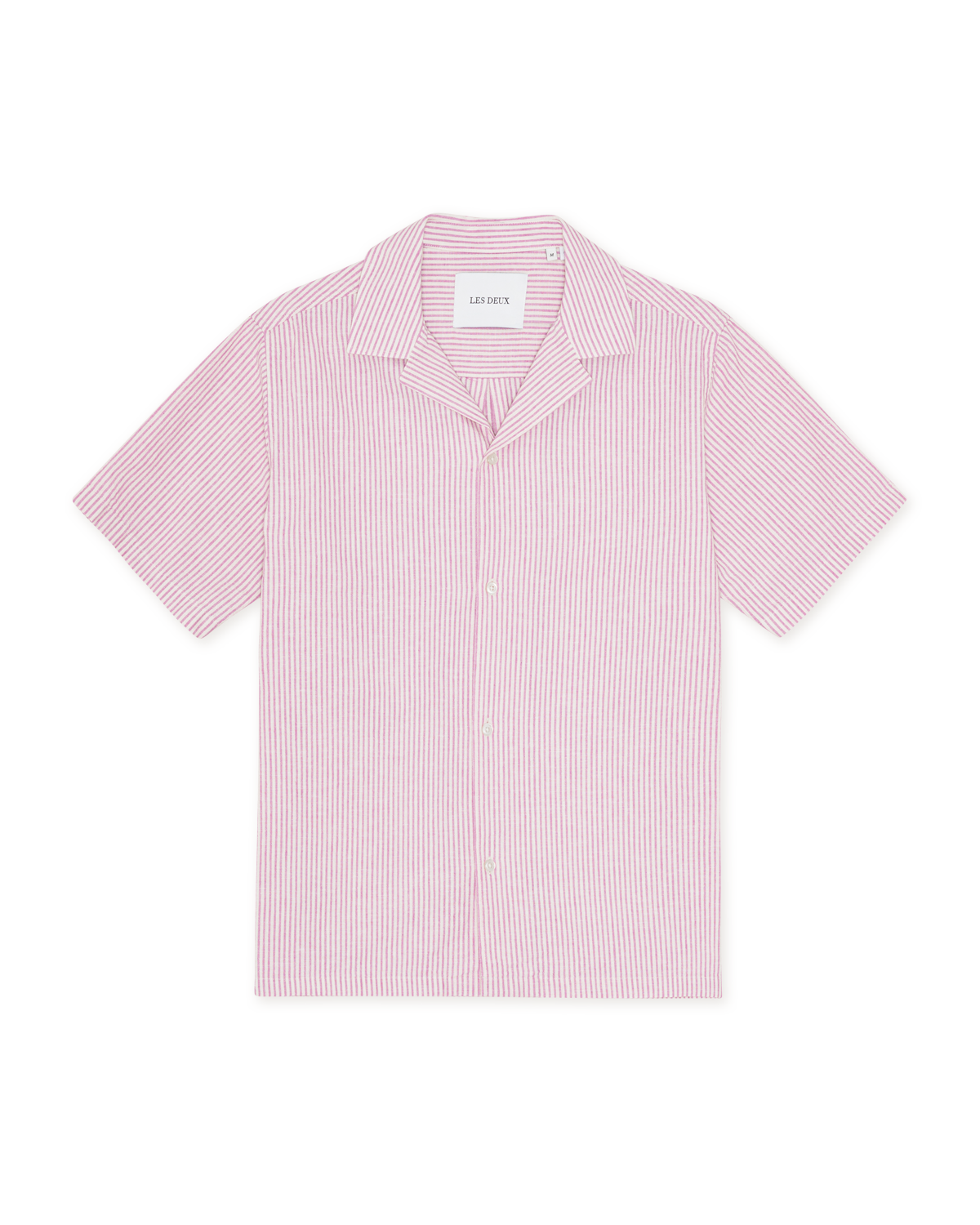 Les Deux Lukas Stripe Cotton Linen SS Shirt - Crocus Pink Men's Tops - Sloane Boutique