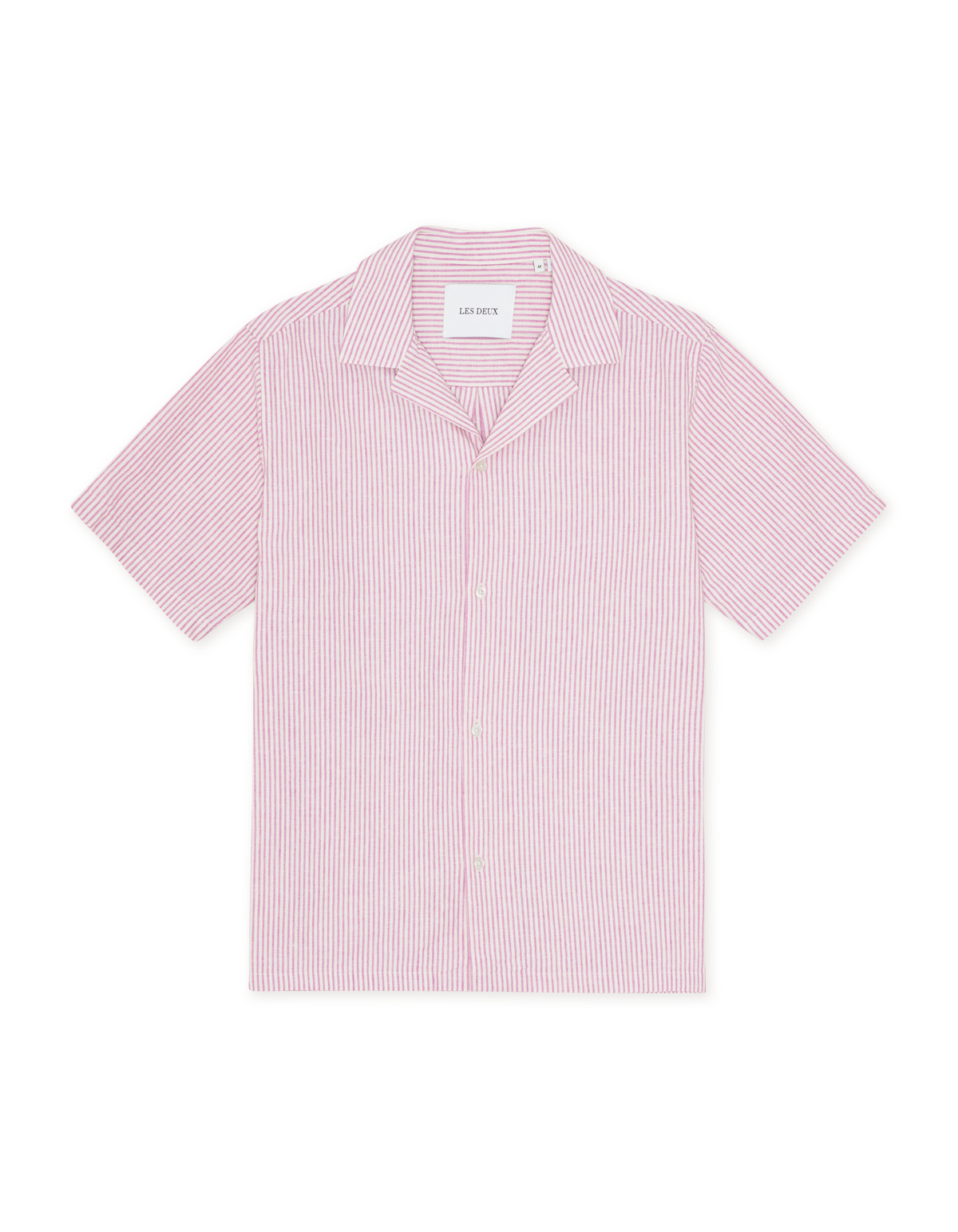 Les Deux Lukas Stripe Cotton Linen SS Shirt - Crocus Pink Men's Tops - Sloane Boutique