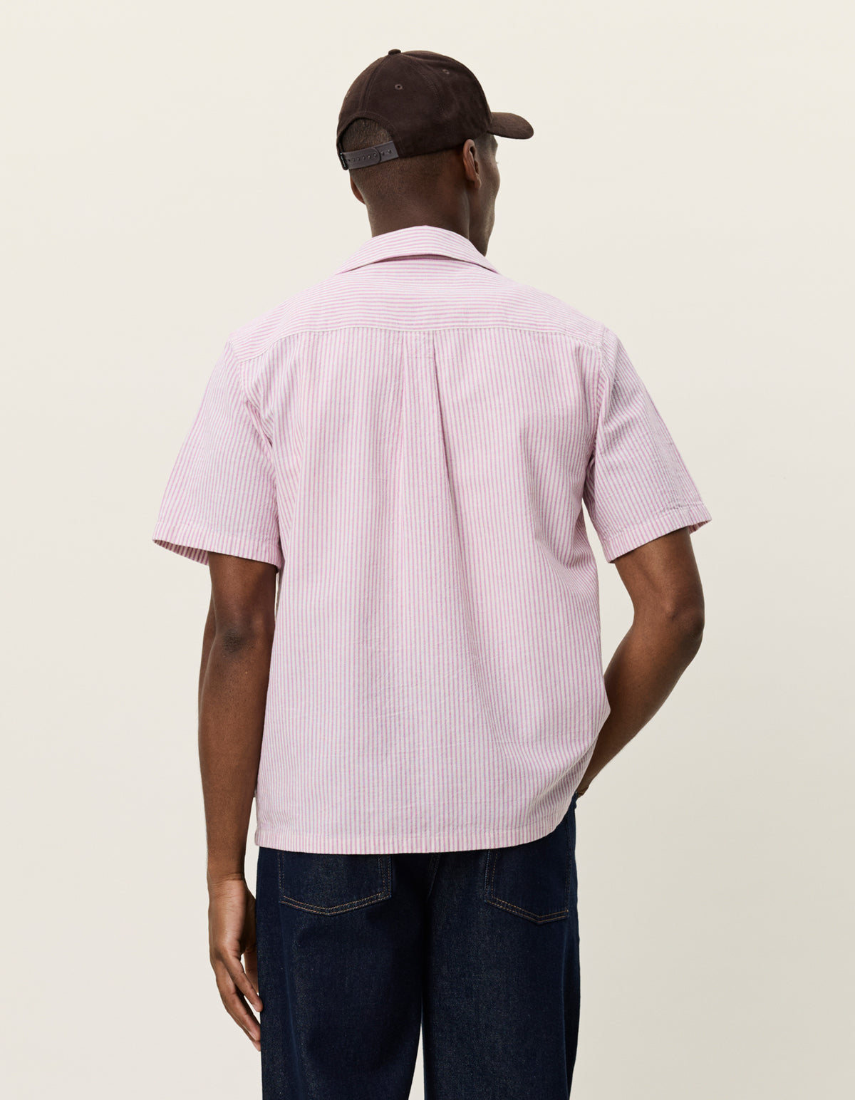 Les Deux Lukas Stripe Cotton Linen SS Shirt - Crocus Pink Men's Tops - Sloane Boutique