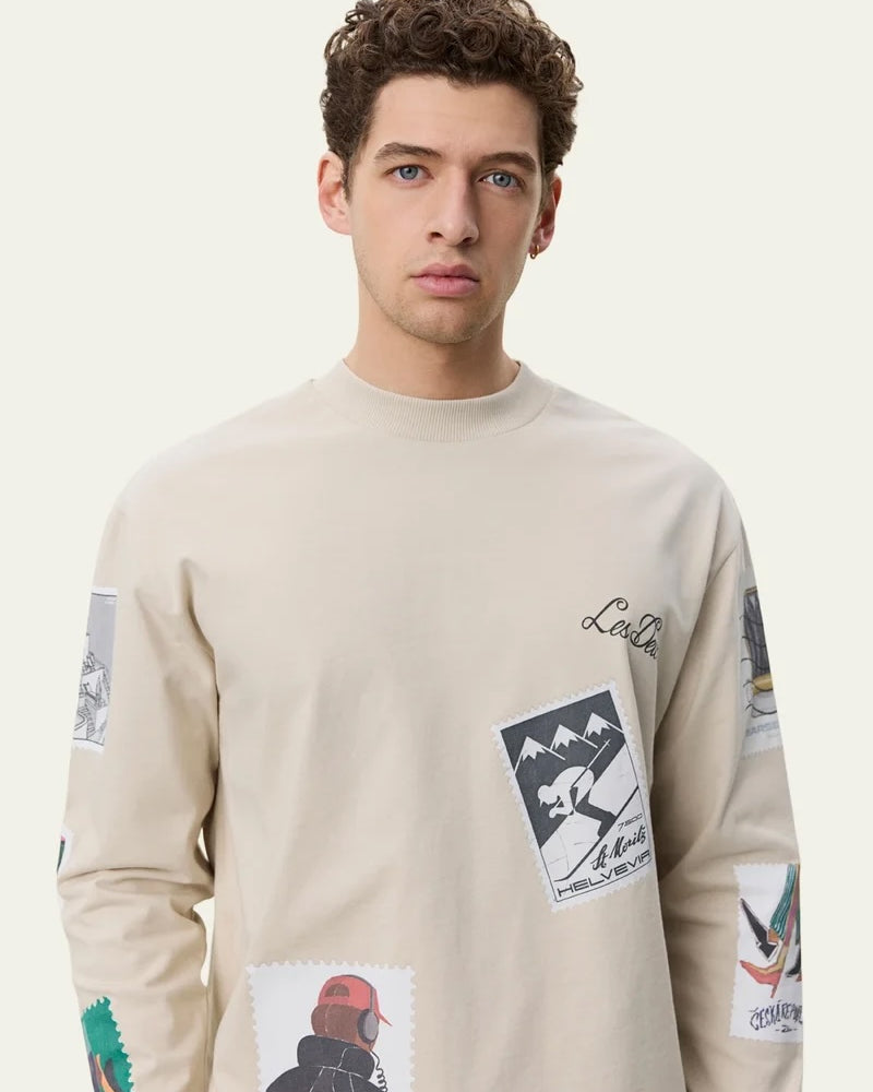 Les Deux Stamp LS Shirt - Light Sand Men's Tops - Sloane Boutique