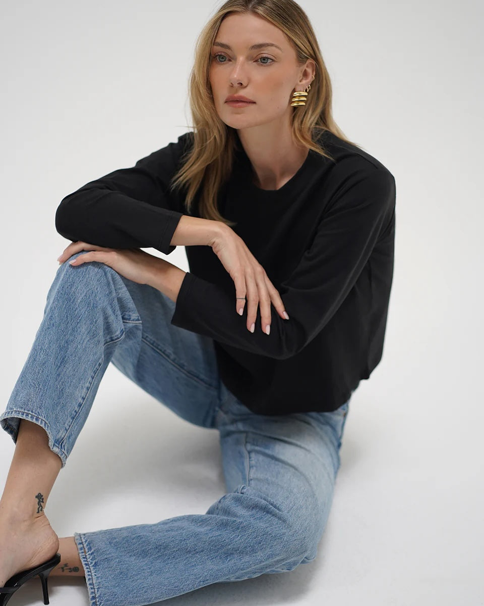 LnA Ava Spandex Jersey Long Sleeve - Black Women's Tops - Sloane Boutique