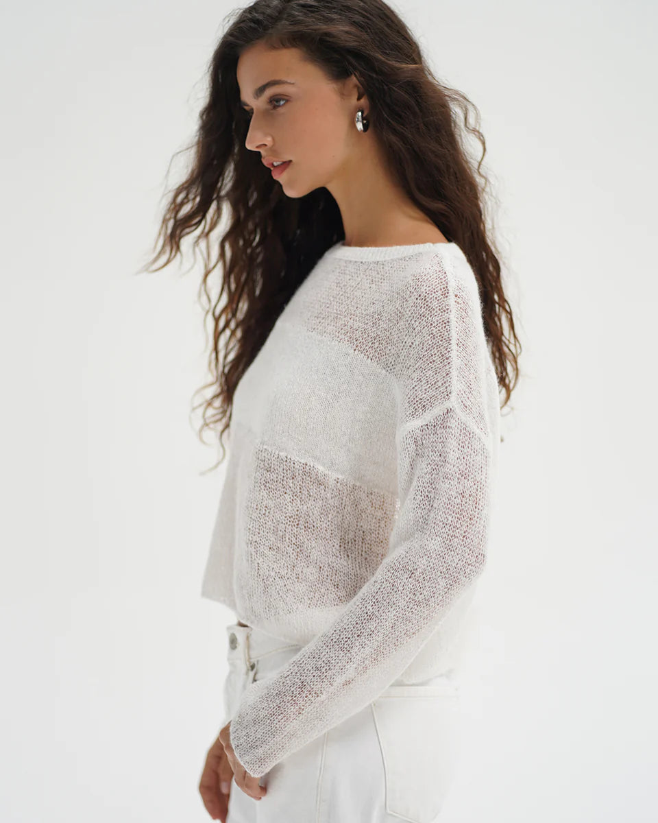 LnA Benford Illusion Sweater - Soft White Women's Tops - Sloane Boutique