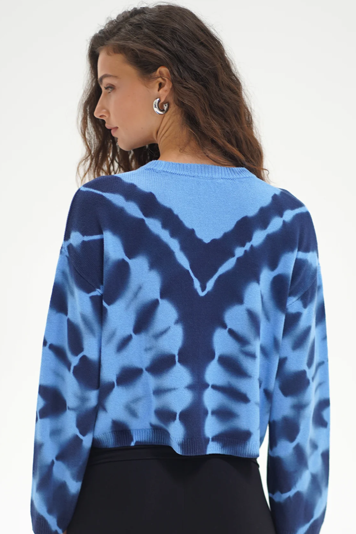LNA Caprina Tie Dye Sweater - Tyrrhenian Blue Women's Tops - Sloane Boutique
