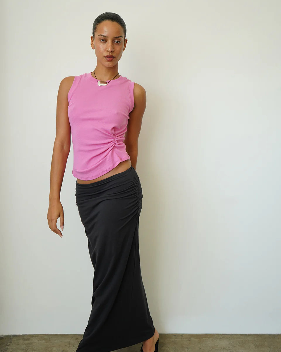 LnA Clem Knotted Rib Tank - Aurora Pink Women's Tops - Sloane Boutique