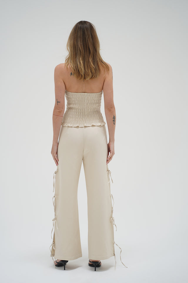 LNA Delia Tie Side Pant - Canvas Cream - Sloane Boutique