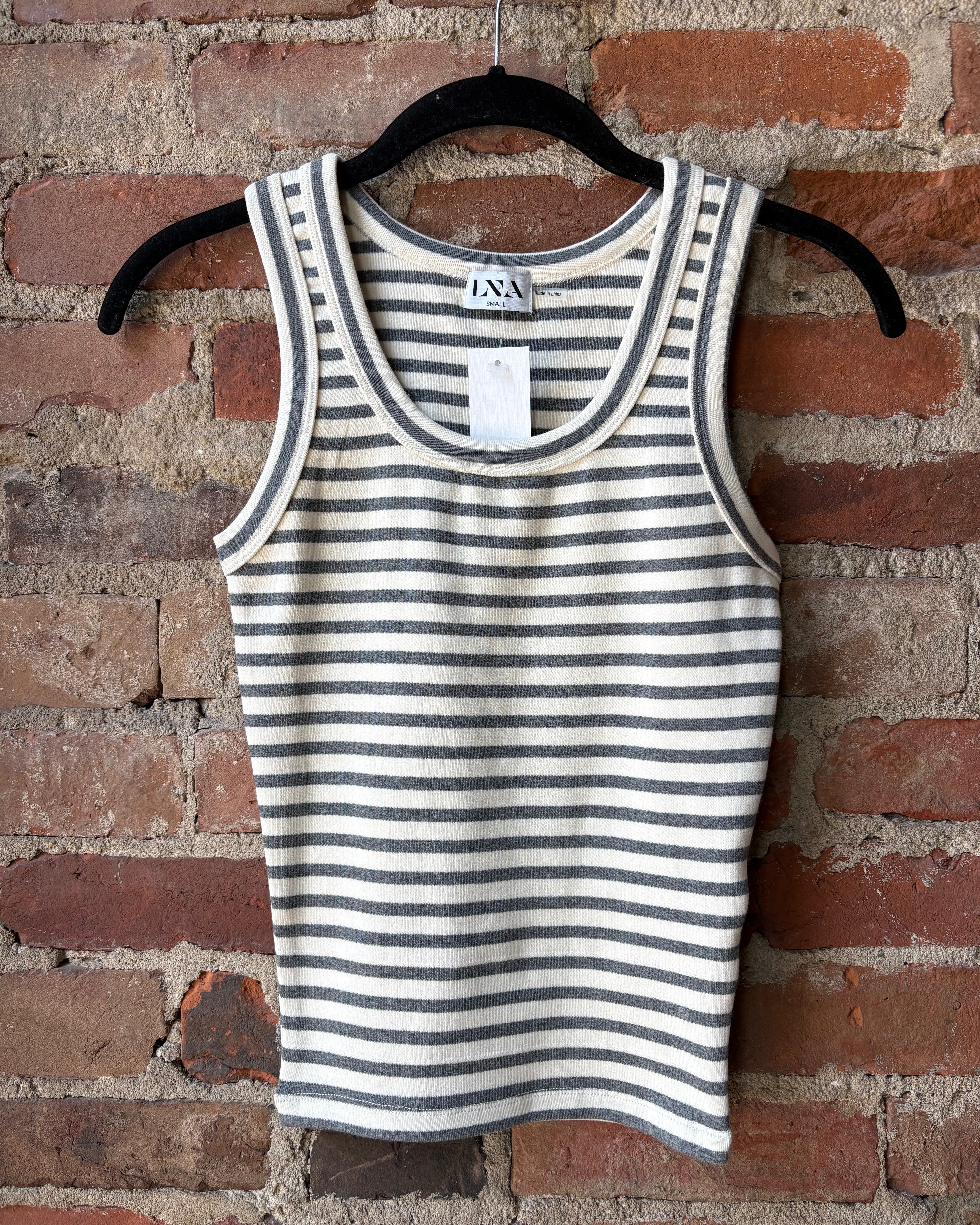 LNA Deniz Tank - Greyscale Stripe Women's Tops - Sloane Boutique