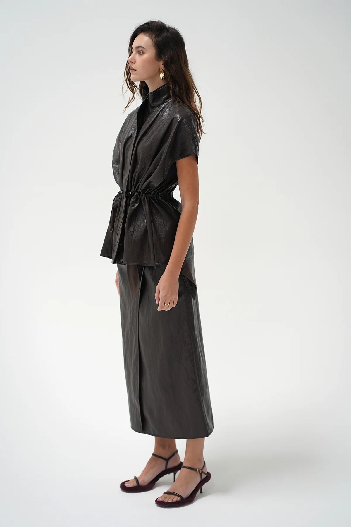 LnA Fairfax Short Sleeve Leather Jacket - Brown Outerwear - Sloane Boutique