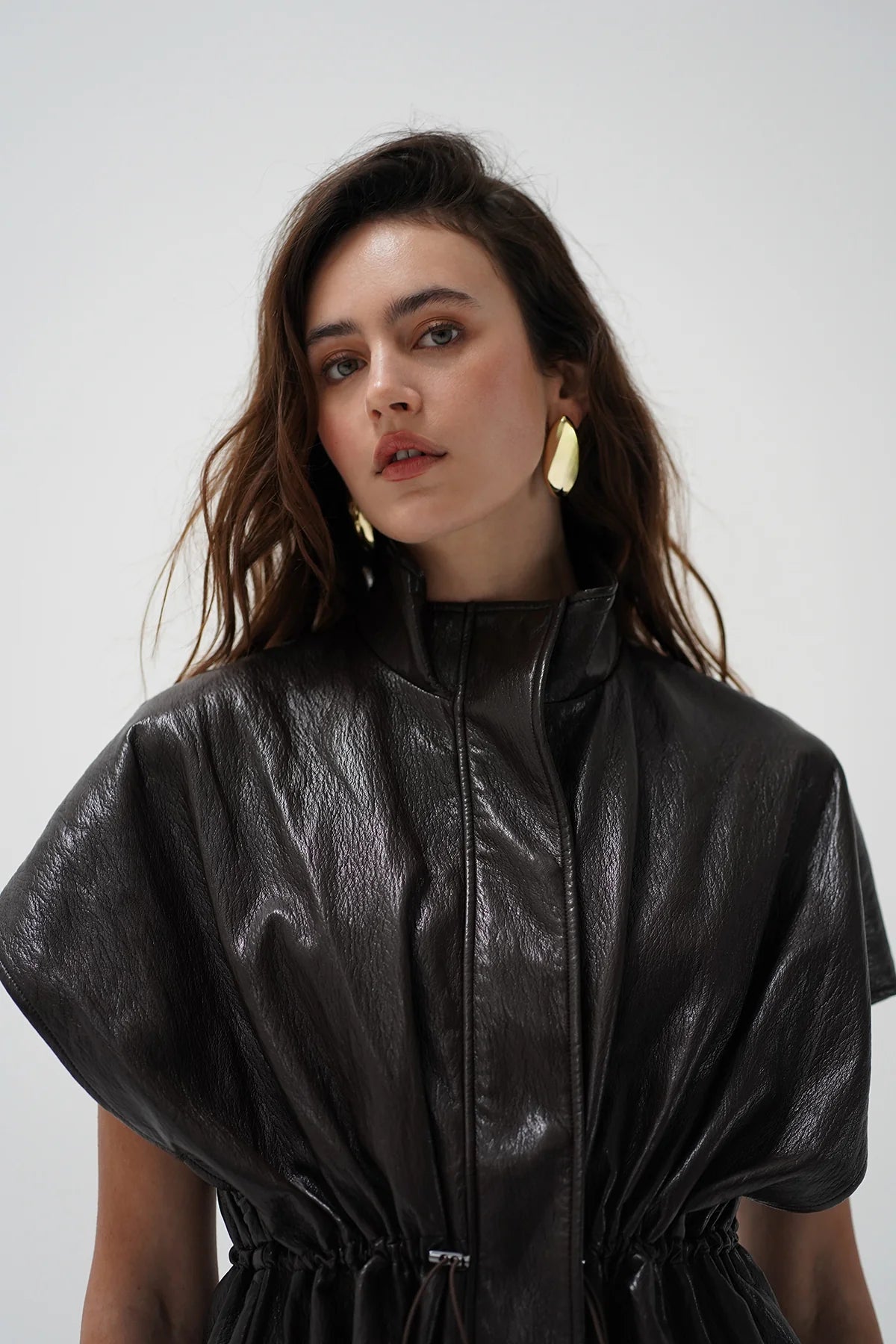 LnA Fairfax Short Sleeve Leather Jacket - Brown Outerwear - Sloane Boutique