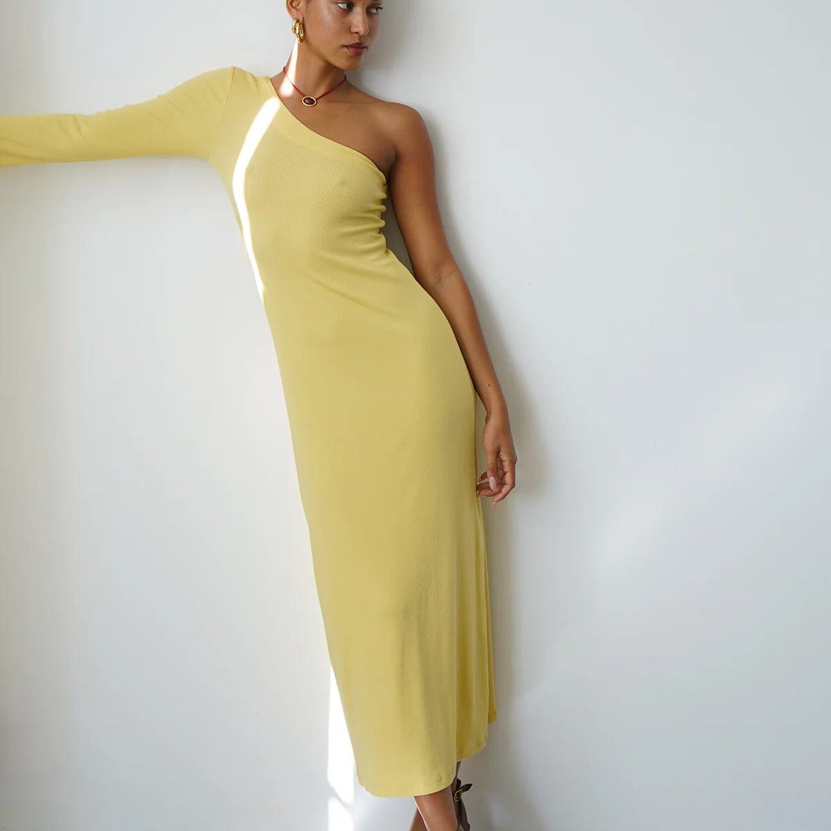 lna one shoulder dress Holden Rib One Shoulder Dress