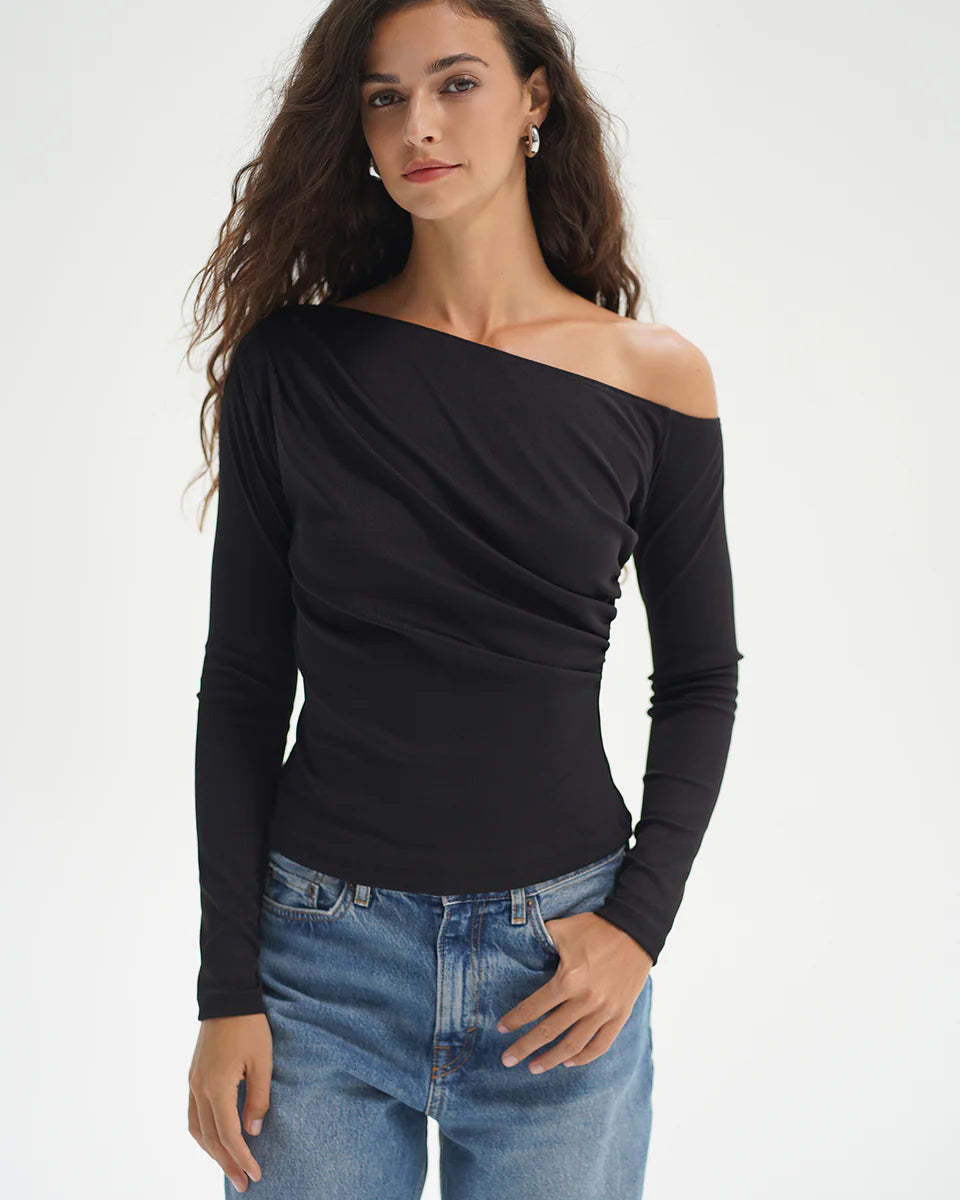 LNA Panama Drape Top - Liquid Onyx Women's Tops - Sloane Boutique