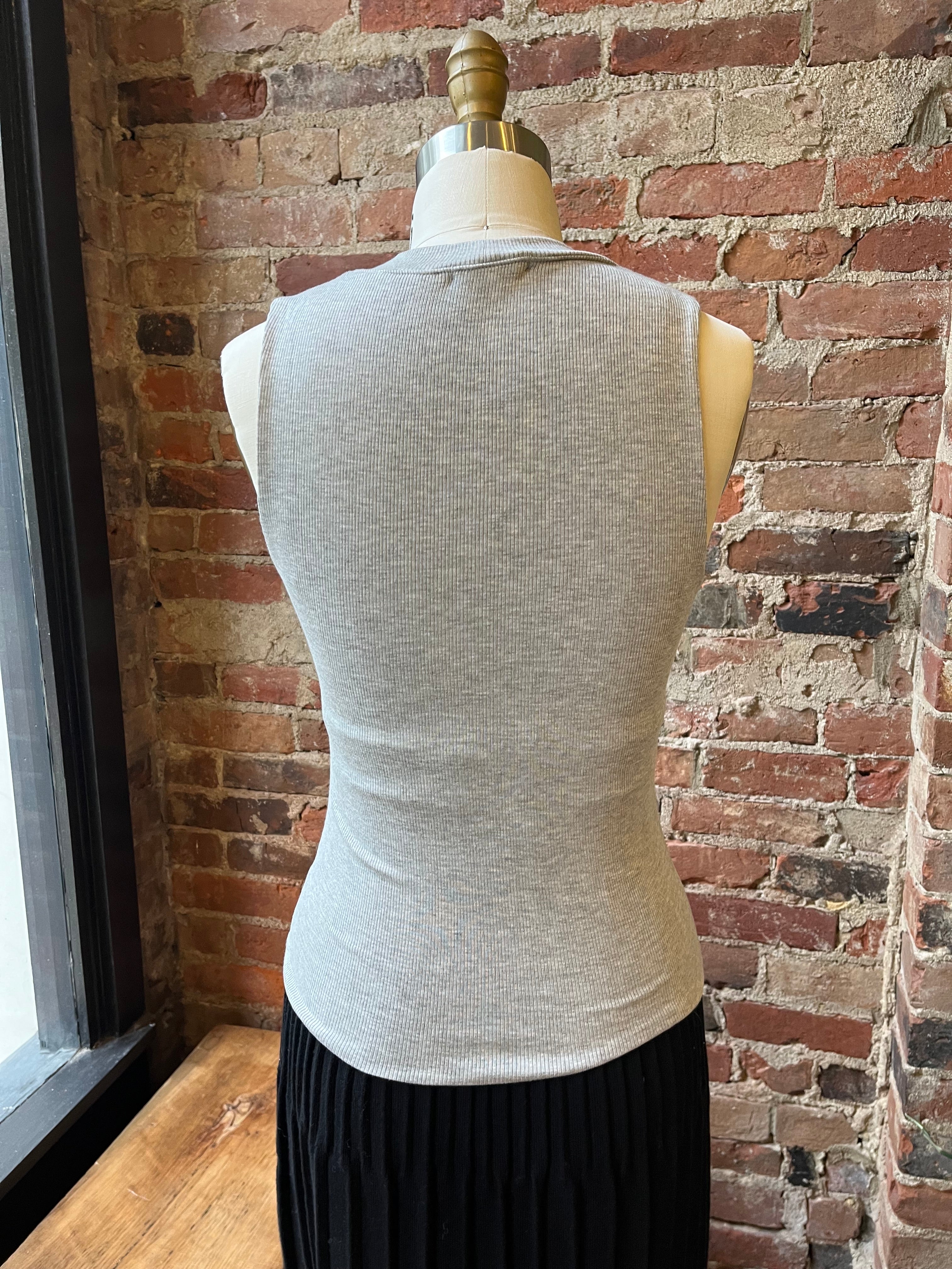 LnA Ribbed Double Layer Tank - Heather Grey Women's Tops - Sloane Boutique