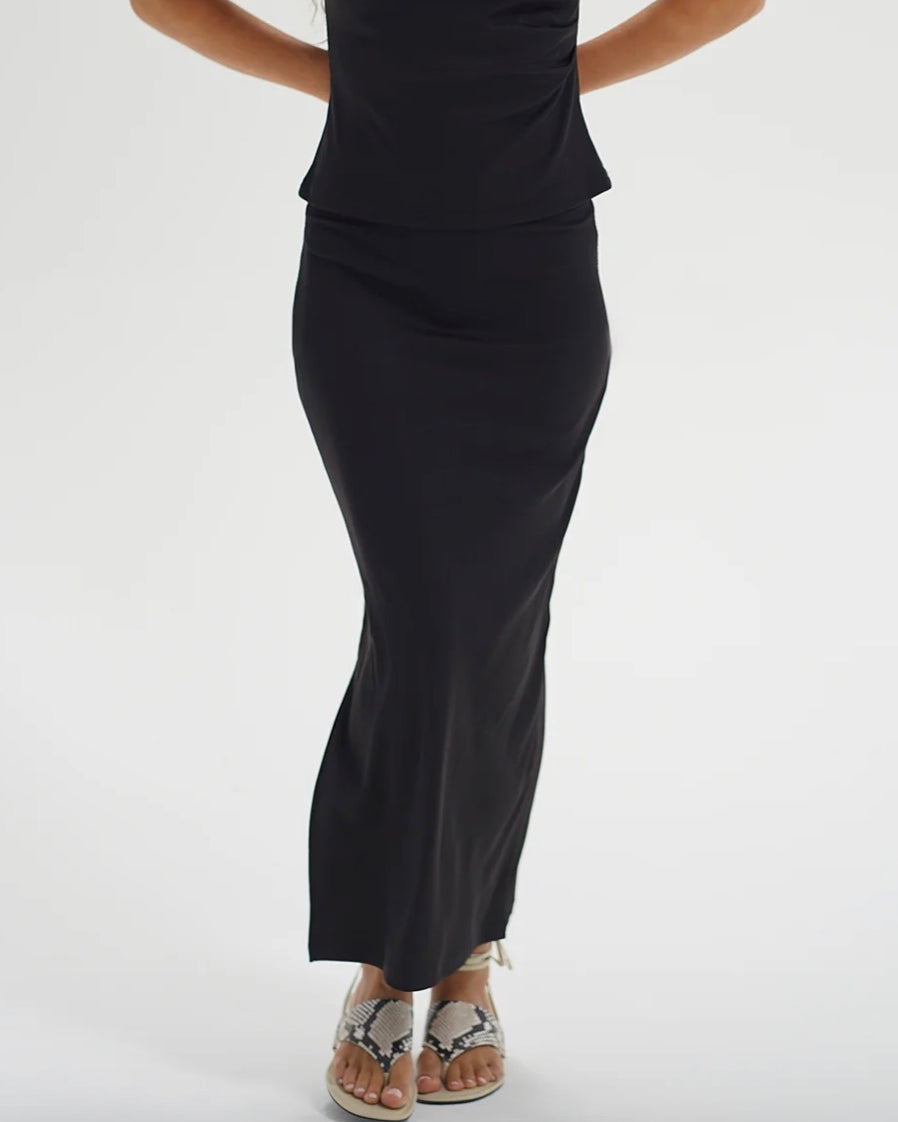 LNA Slater Skirt - Liquid Onyx Women's Bottoms - Sloane Boutique