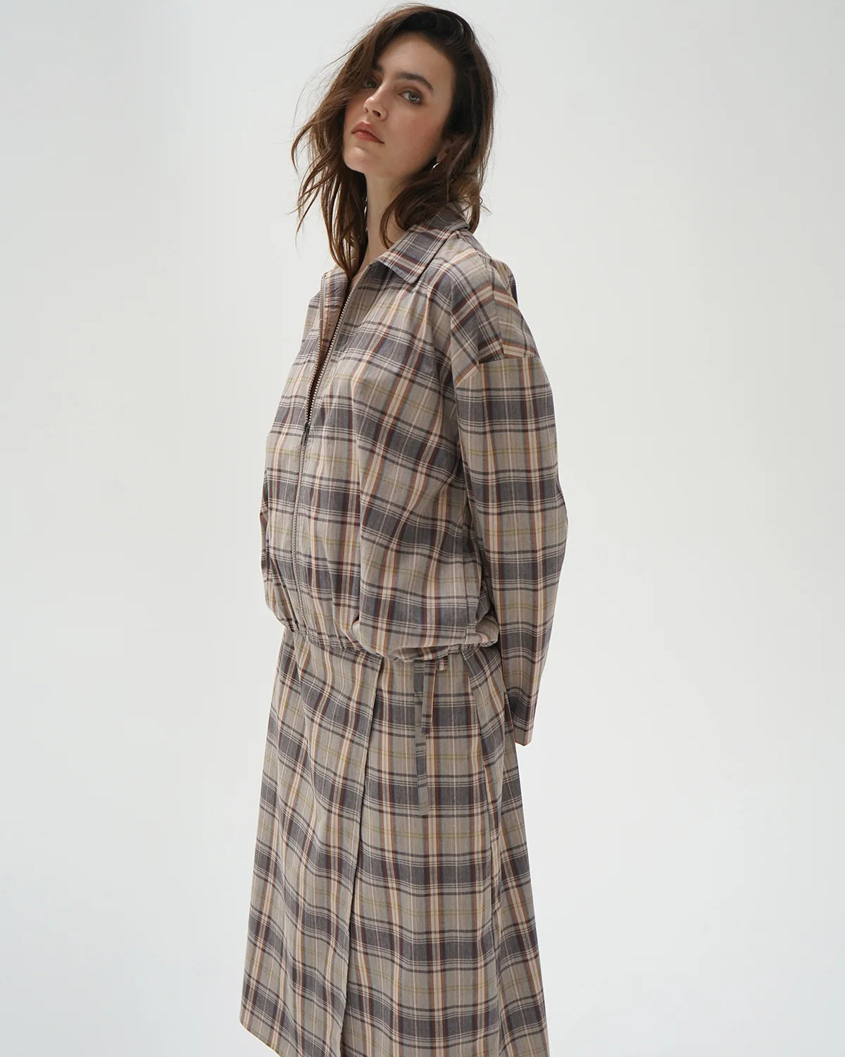 LnA Vivienne Zip Up - Plaid Outerwear - Sloane Boutique