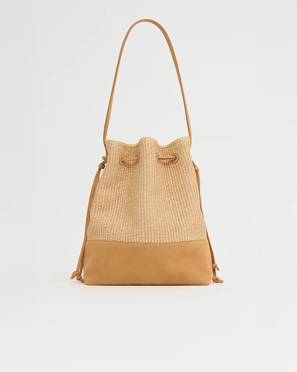 Mansur Gavriel Drawstring Cabas - Natural Raffia / Budino Suede Handbags - Sloane Boutique