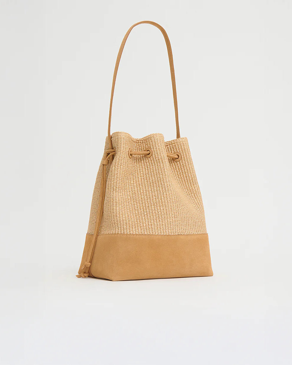 Mansur Gavriel Drawstring Cabas - Natural Raffia / Budino Suede Handbags - Sloane Boutique