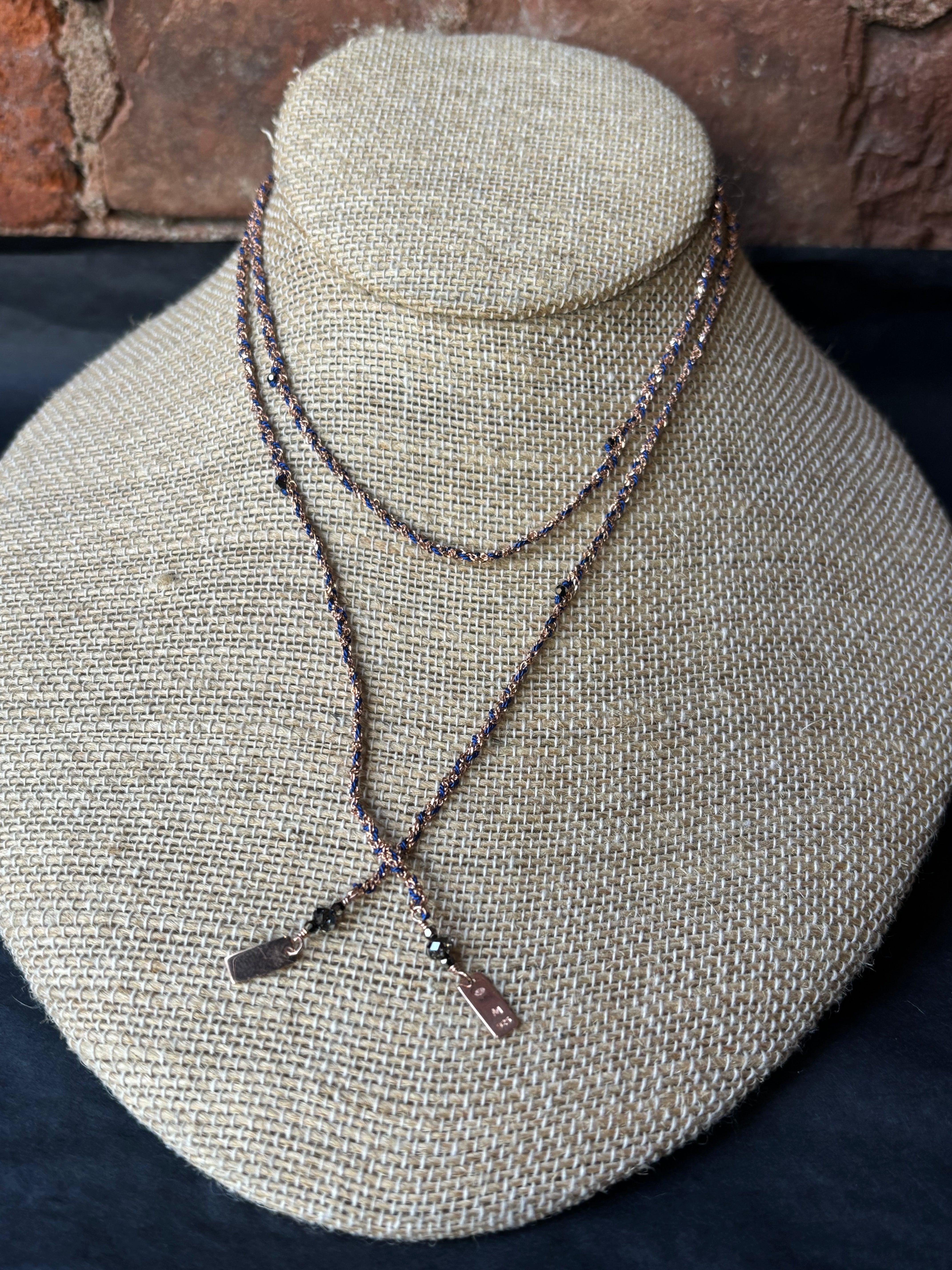 Marie Laure Chamorel Necklace 182 - Pink / Gold / Navy Jewelry - Sloane Boutique