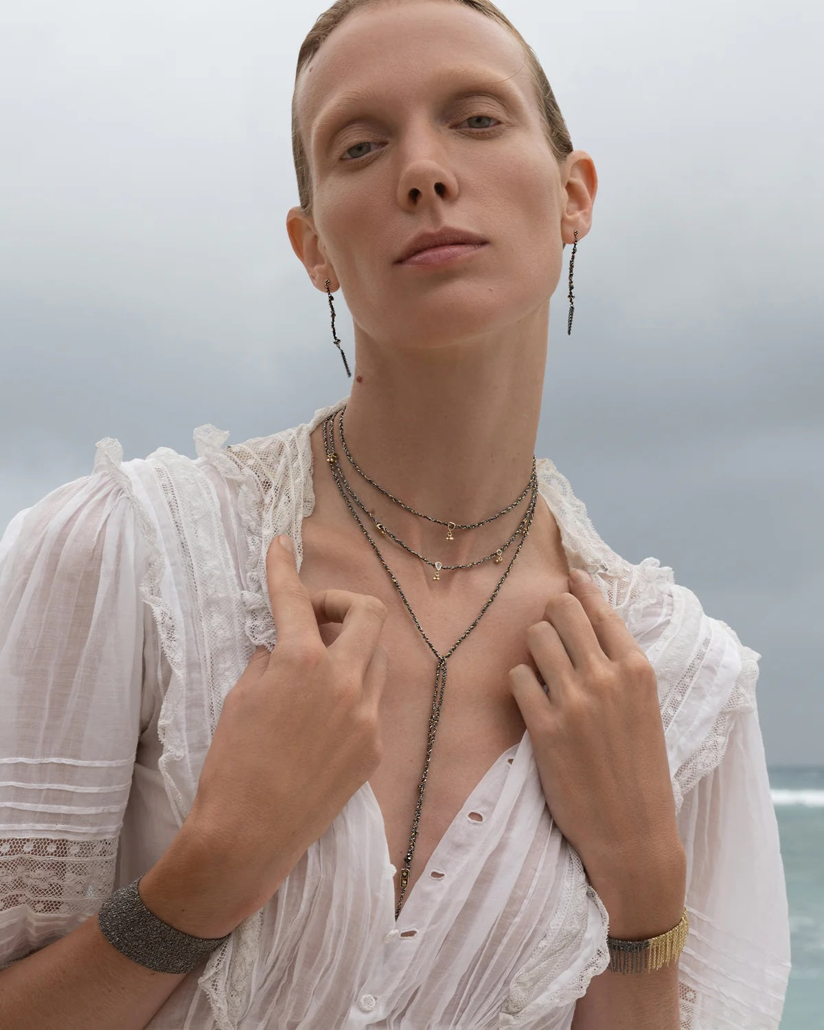 Marie Laure Chamorel Necklace 182 - Ruthenium Gold Jewelry - Sloane Boutique