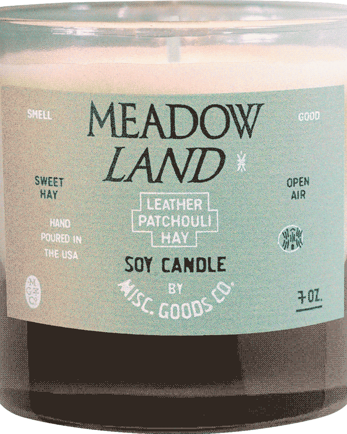 Misc. Goods Co. Meadowland 7 oz Soy Candle - Leather, Patchouli, & Hay Fragrance - Sloane Boutique
