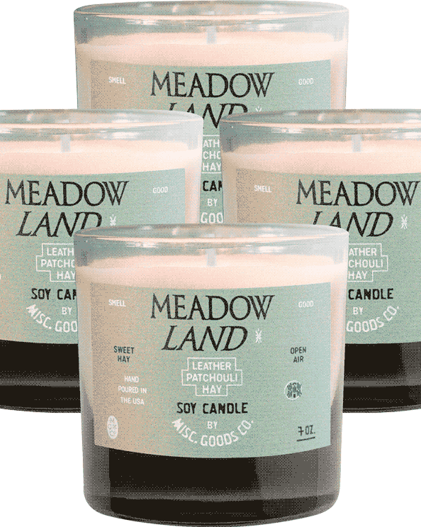 Misc. Goods Co. Meadowland 7 oz Soy Candle - Leather, Patchouli, & Hay Fragrance - Sloane Boutique
