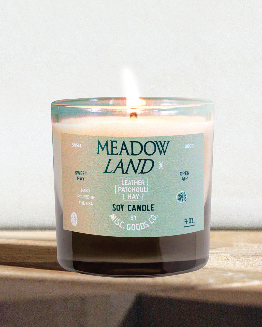 Misc. Goods Co. Meadowland 7 oz Soy Candle - Leather, Patchouli, & Hay Fragrance - Sloane Boutique