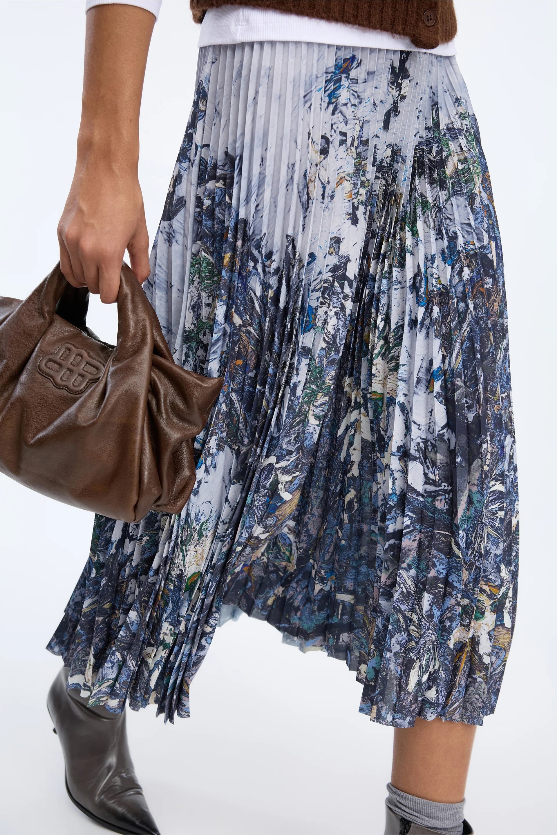 Munthe Charming Skirt - Grey Blue Print Women's Bottoms - Sloane Boutique