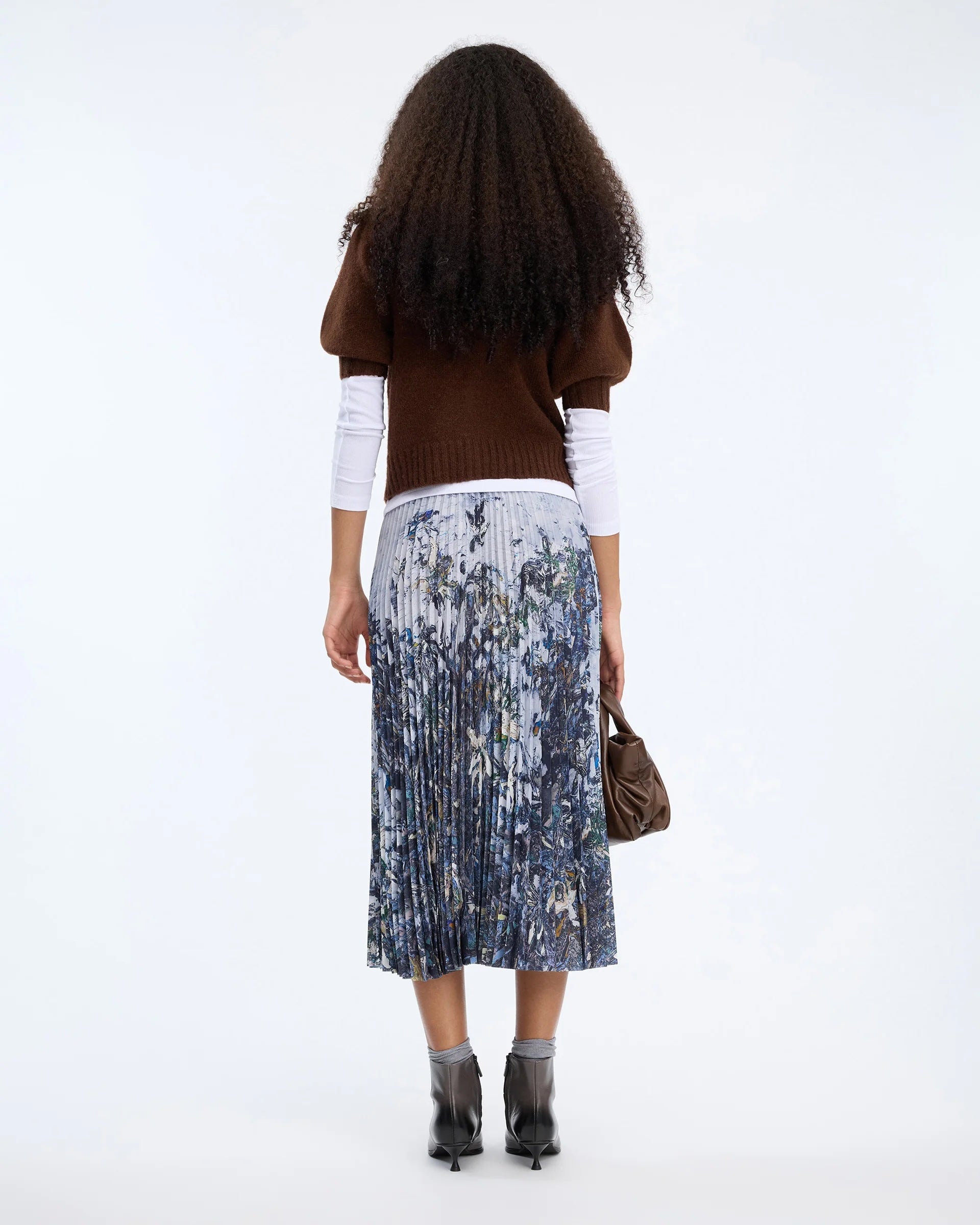 Munthe Charming Skirt - Grey Blue Print Women's Bottoms - Sloane Boutique