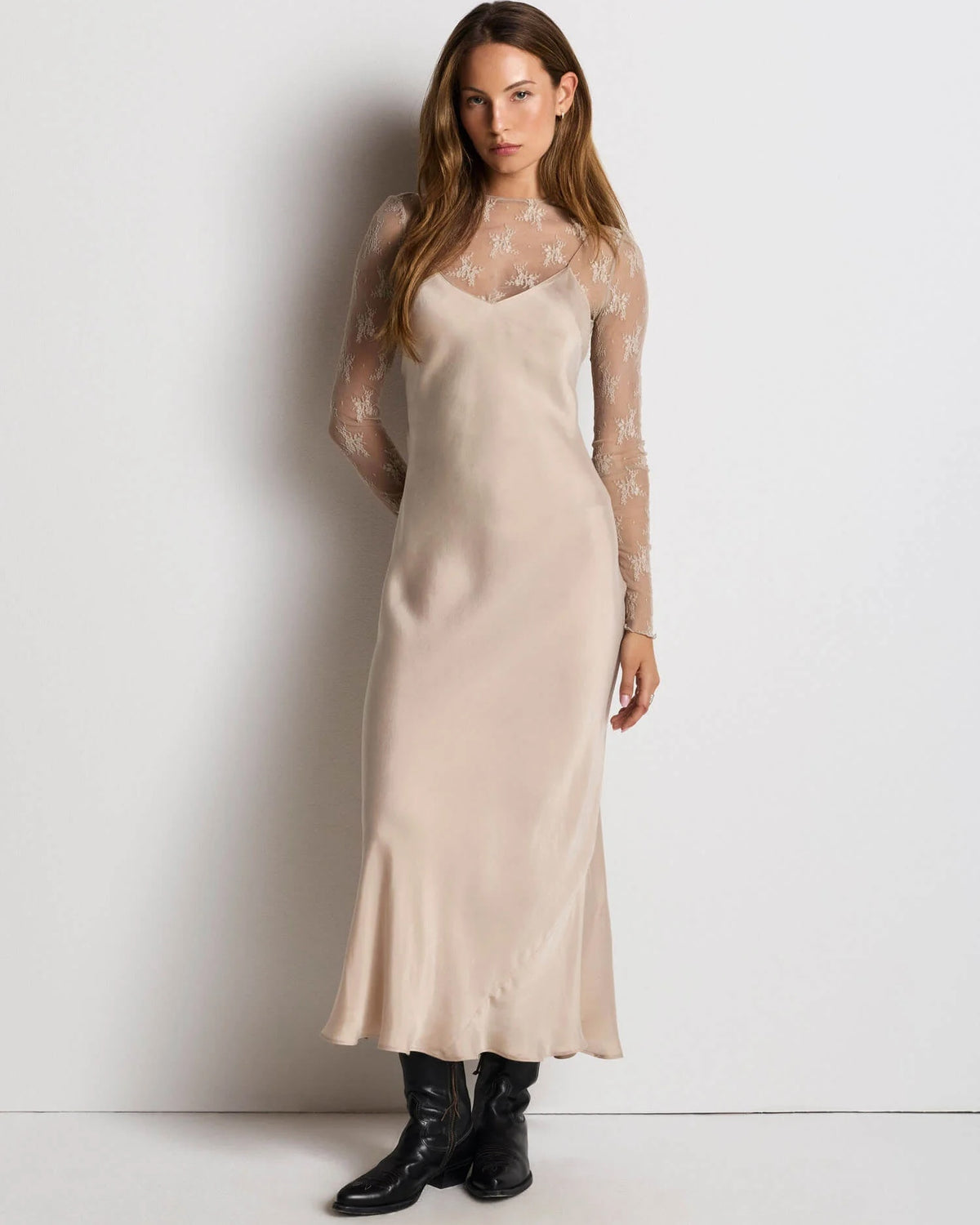 Re/Done Claire Slip Dress - Smoke Dresses - Sloane Boutique