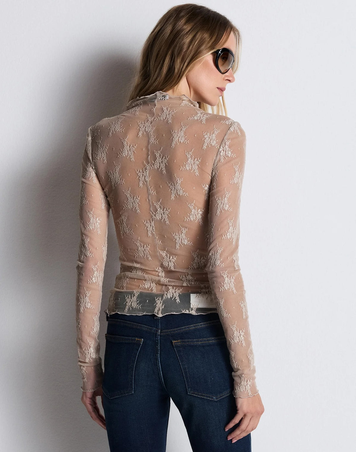 Re/Done Rhythm Lace L/S - Smoke Women's Tops - Sloane Boutique