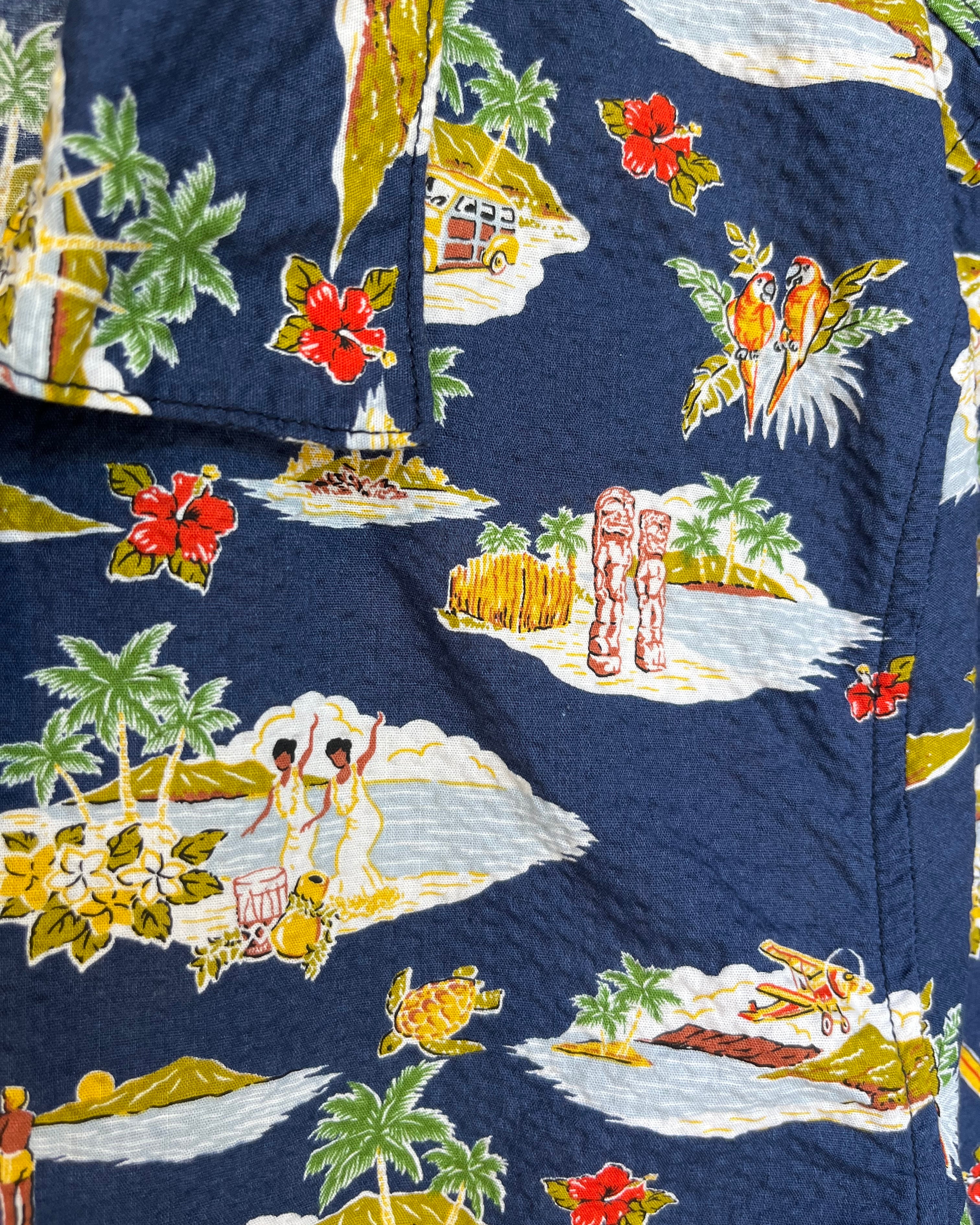 Roland Caldwell Taylor Camp Shirt - Navy Aloha Men's Tops - Sloane Boutique