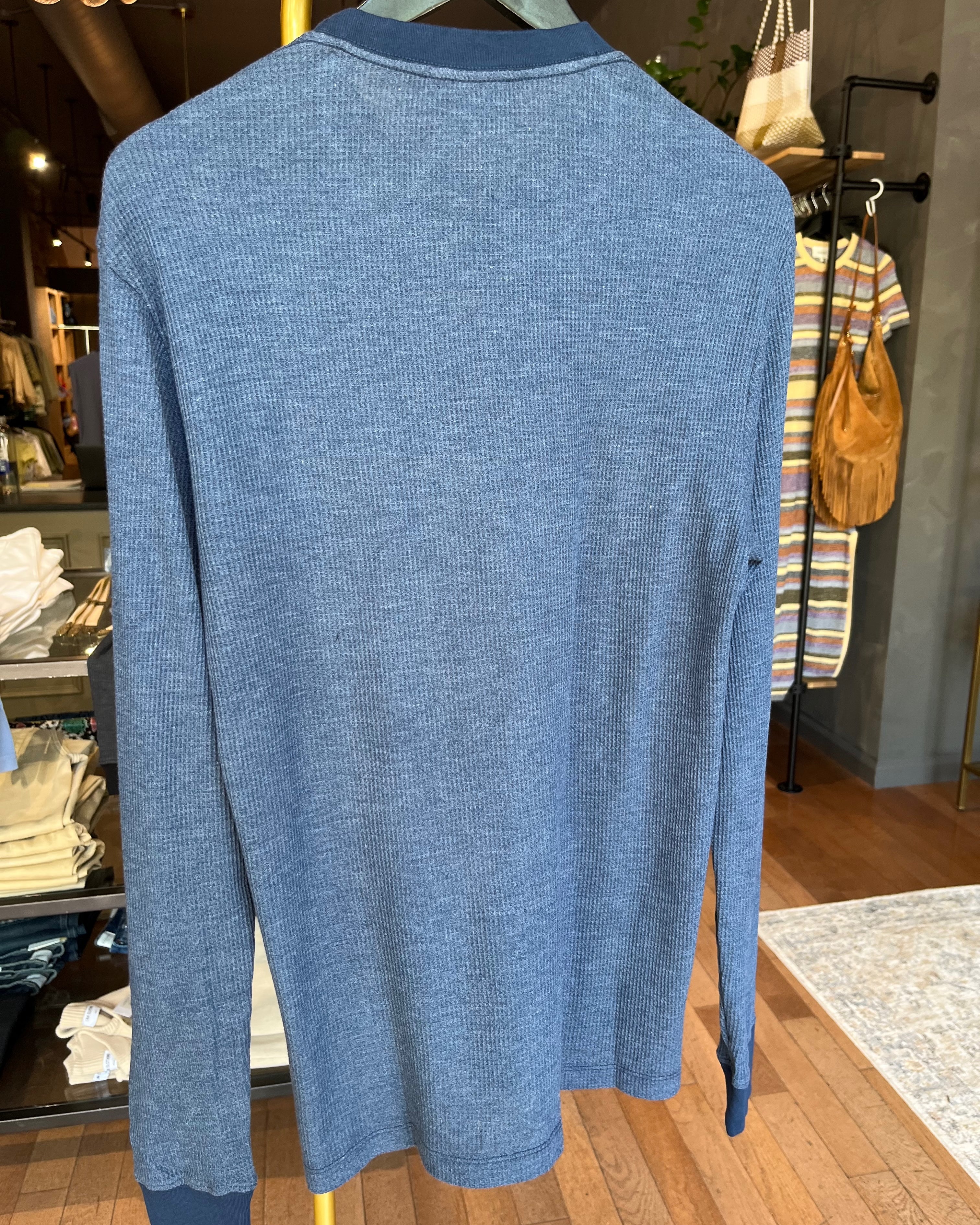 Roland Caldwell The Nick L/S Thermal - Admiral Blue Men's Tops - Sloane Boutique