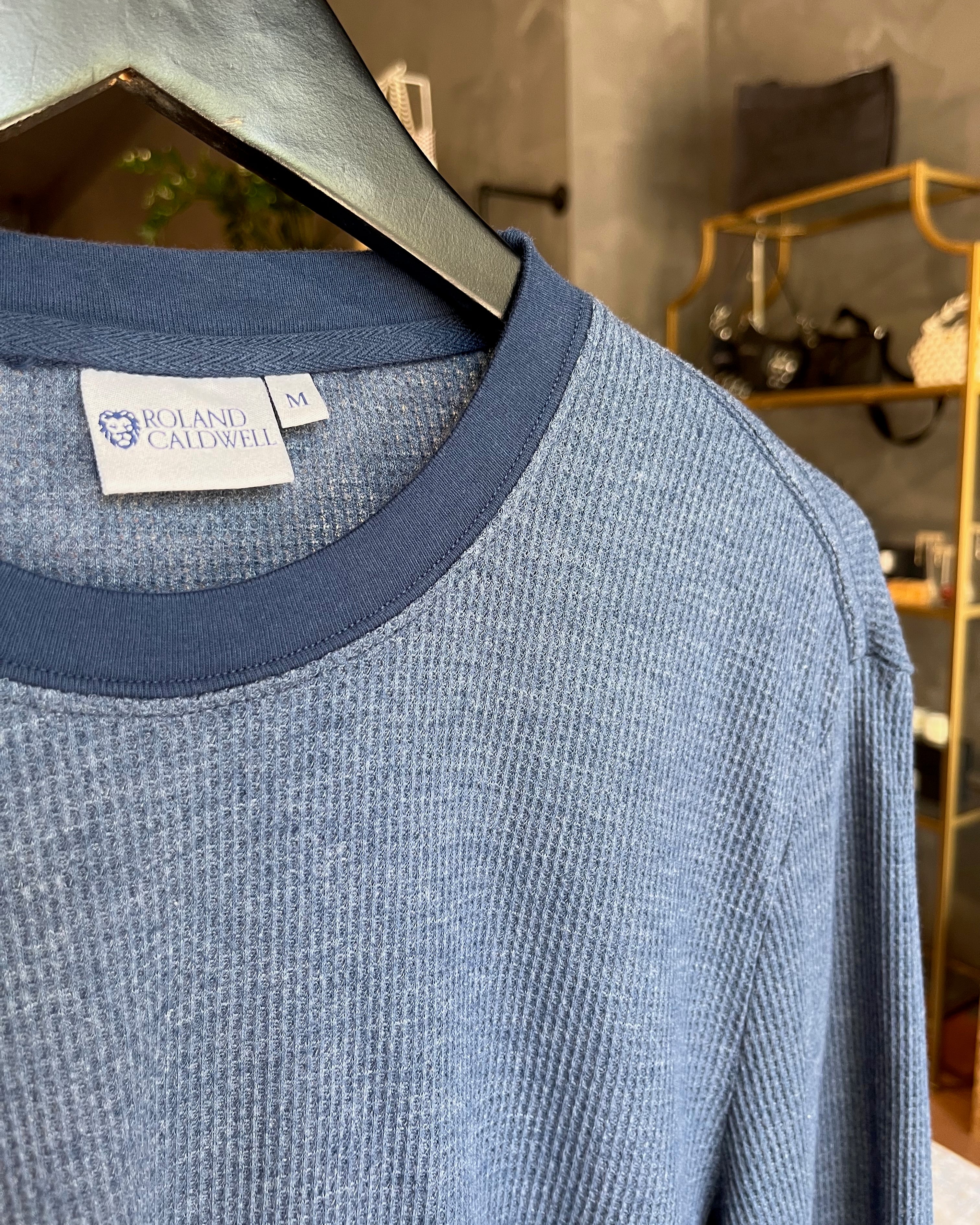 Roland Caldwell The Nick L/S Thermal - Admiral Blue Men's Tops - Sloane Boutique