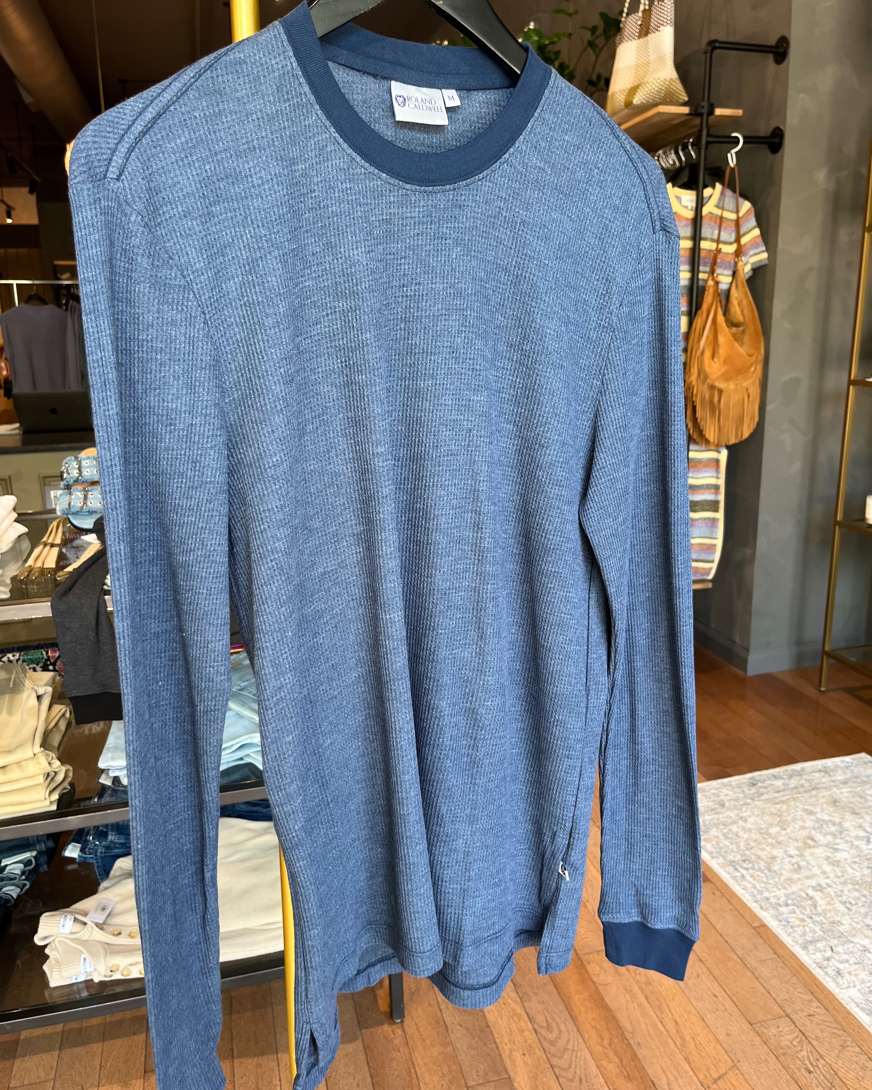 Roland Caldwell The Nick L/S Thermal - Admiral Blue Men's Tops - Sloane Boutique
