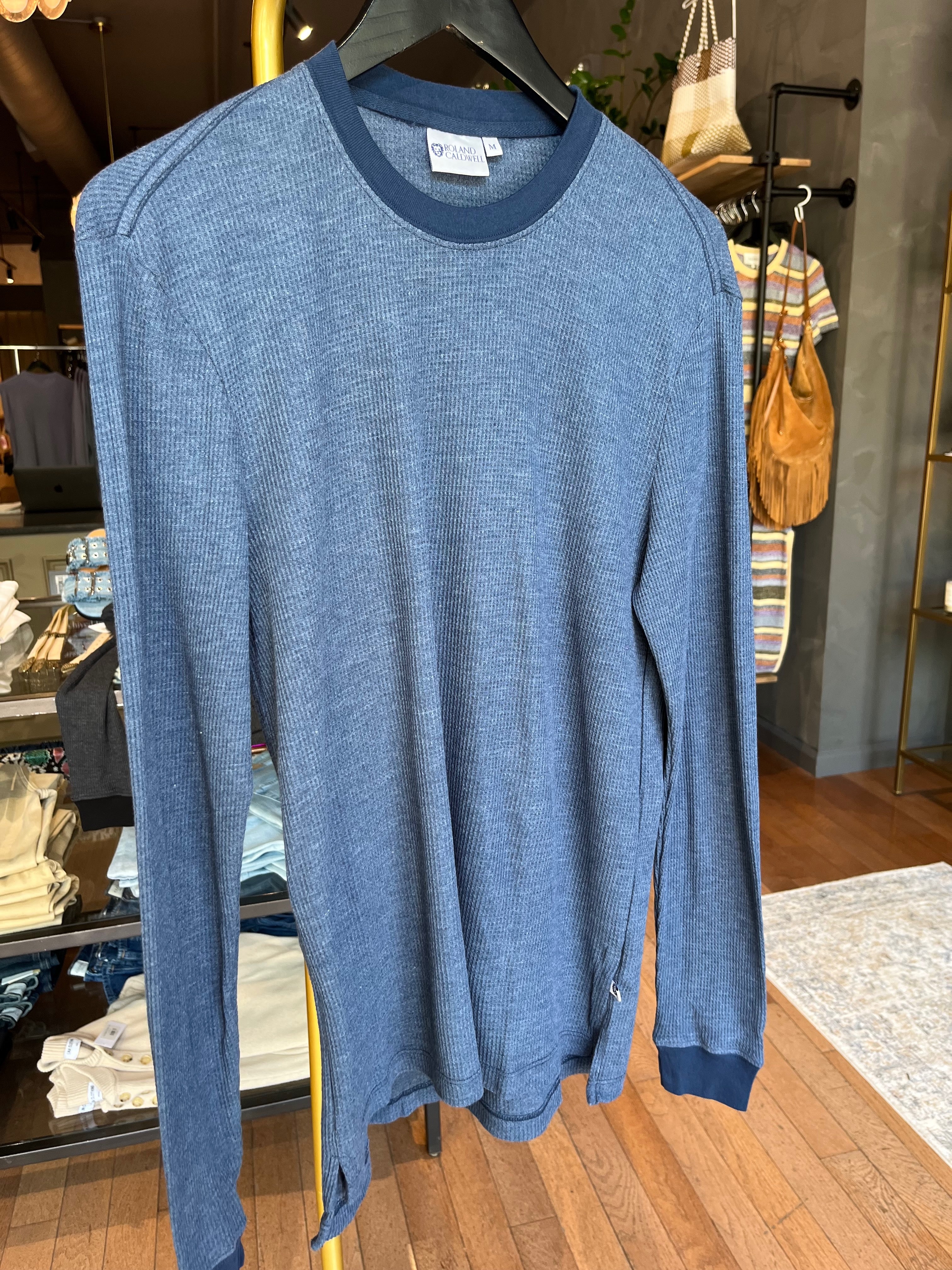 Roland Caldwell The Nick L/S Thermal - Admiral Blue Men's Tops - Sloane Boutique