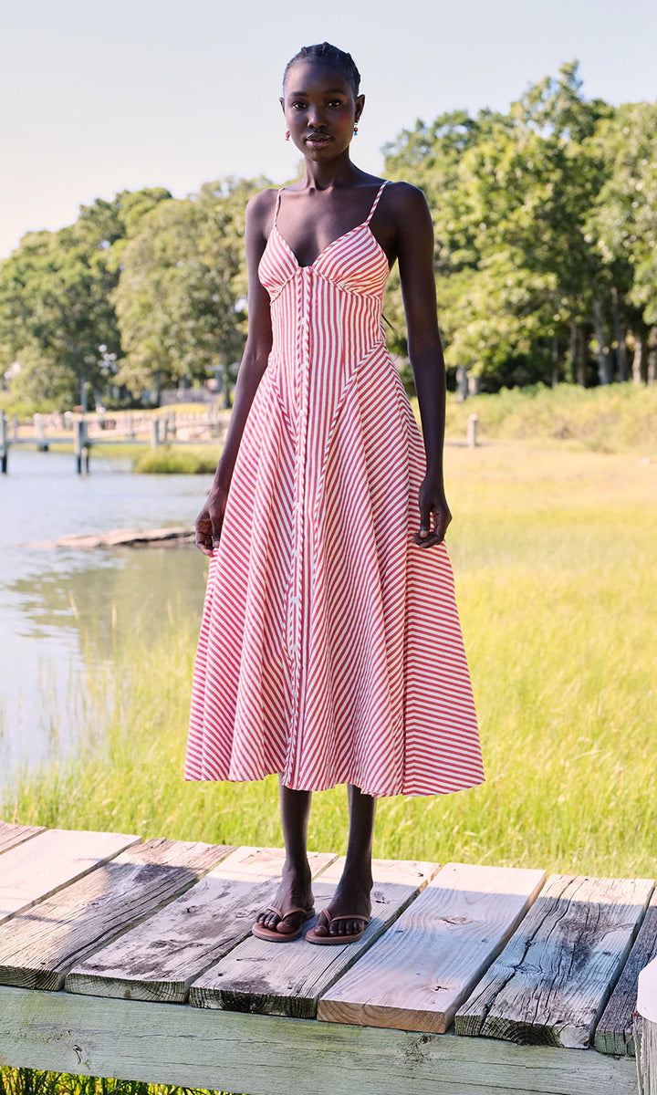 saylor sabella sleeveless midi dress Saylor Arabella Dress | Red/Stripe | Size L